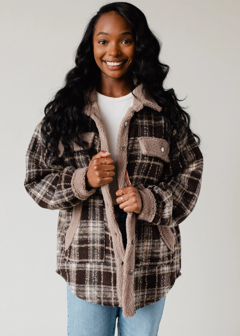 Brown Tan & Gray Plaid Jacket