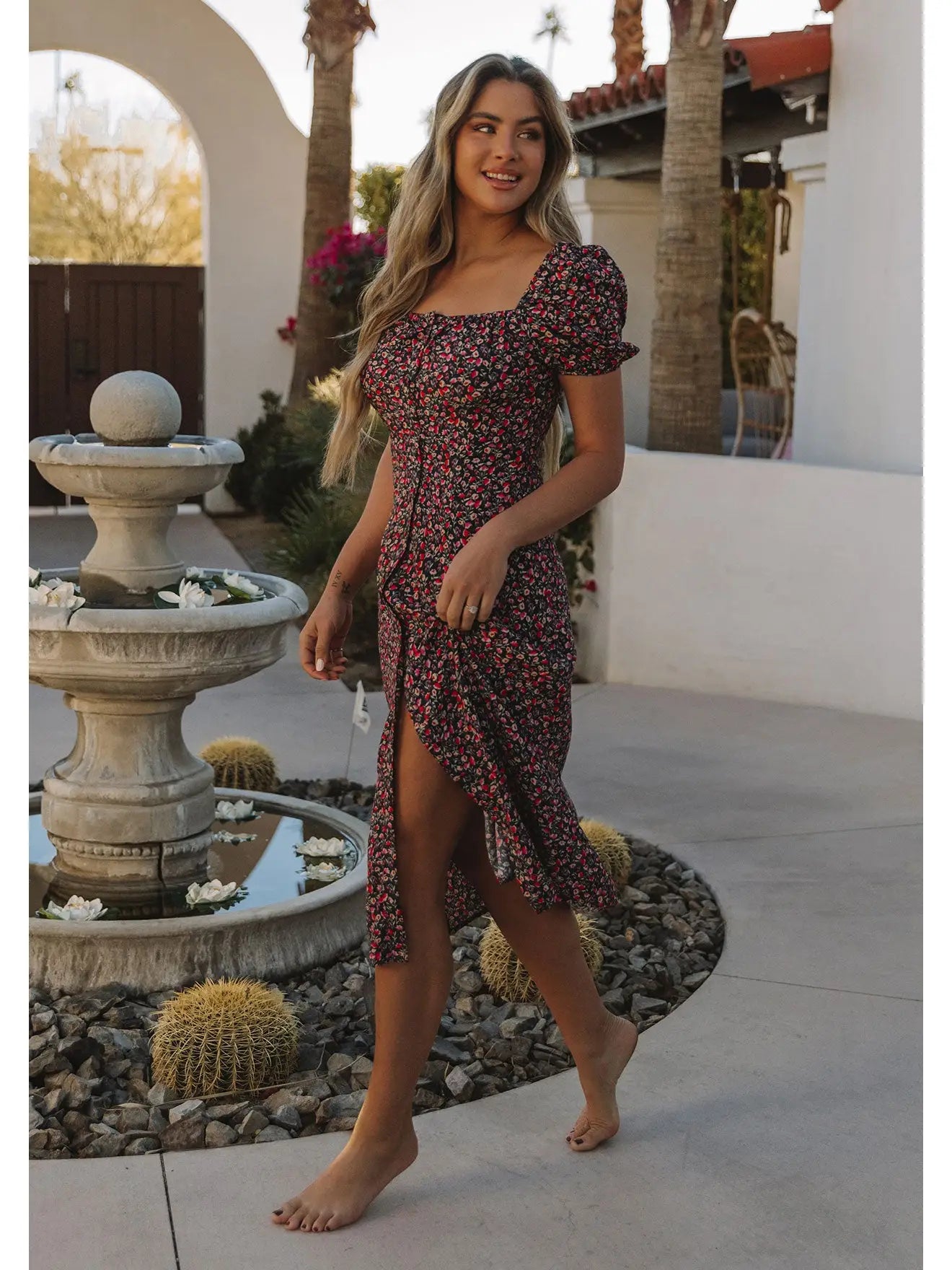 Vintage Floral Midi Dress