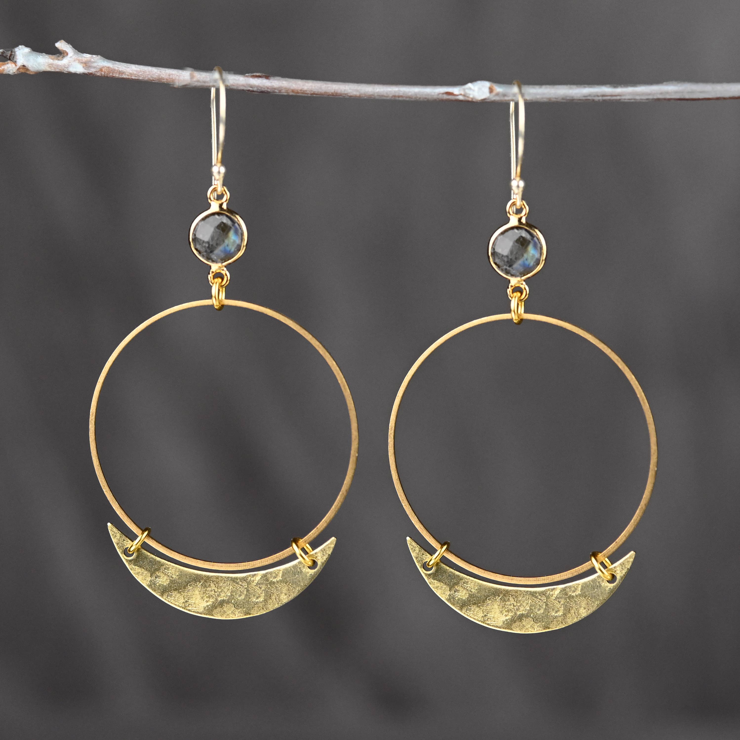 Hammered Crescent Hoop