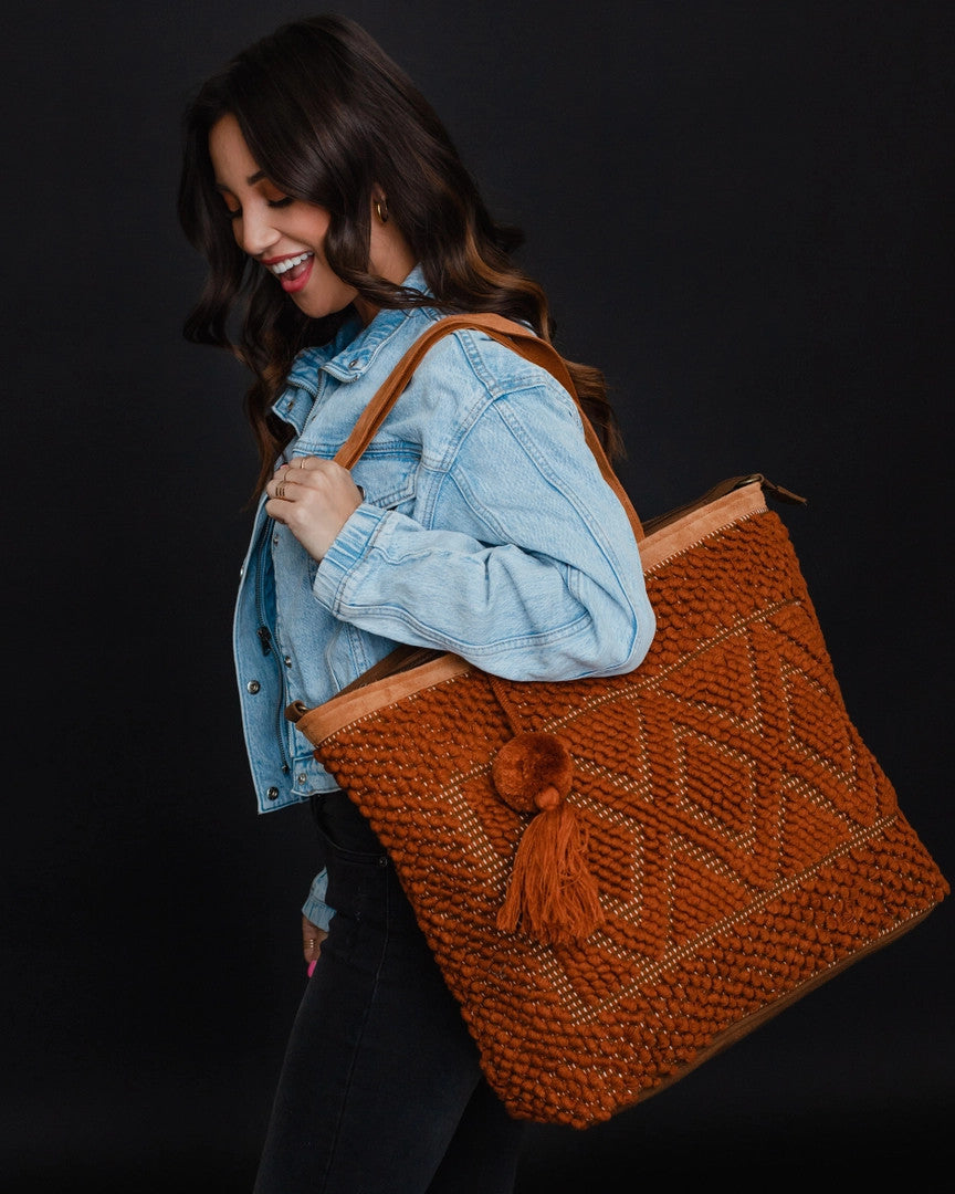 Rust Diamond Pattern Tote