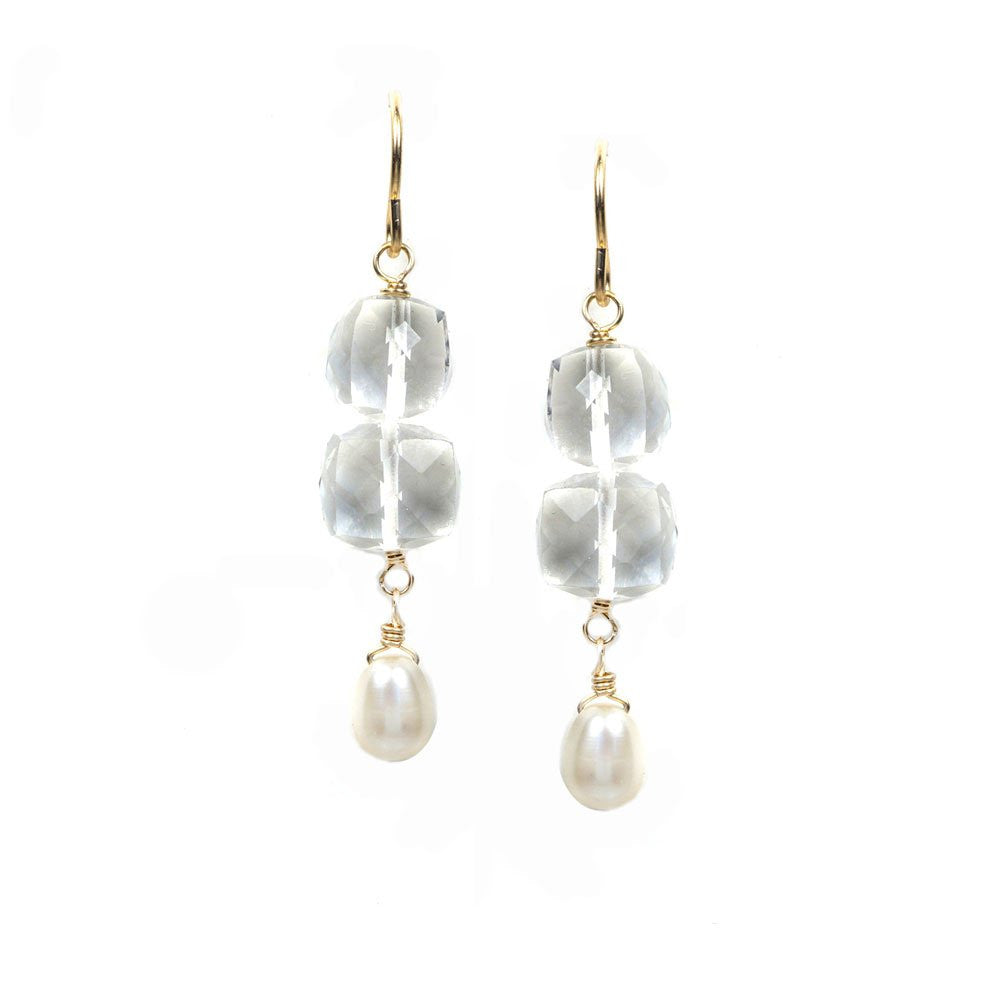 QTZ PEARL DROP EARRING