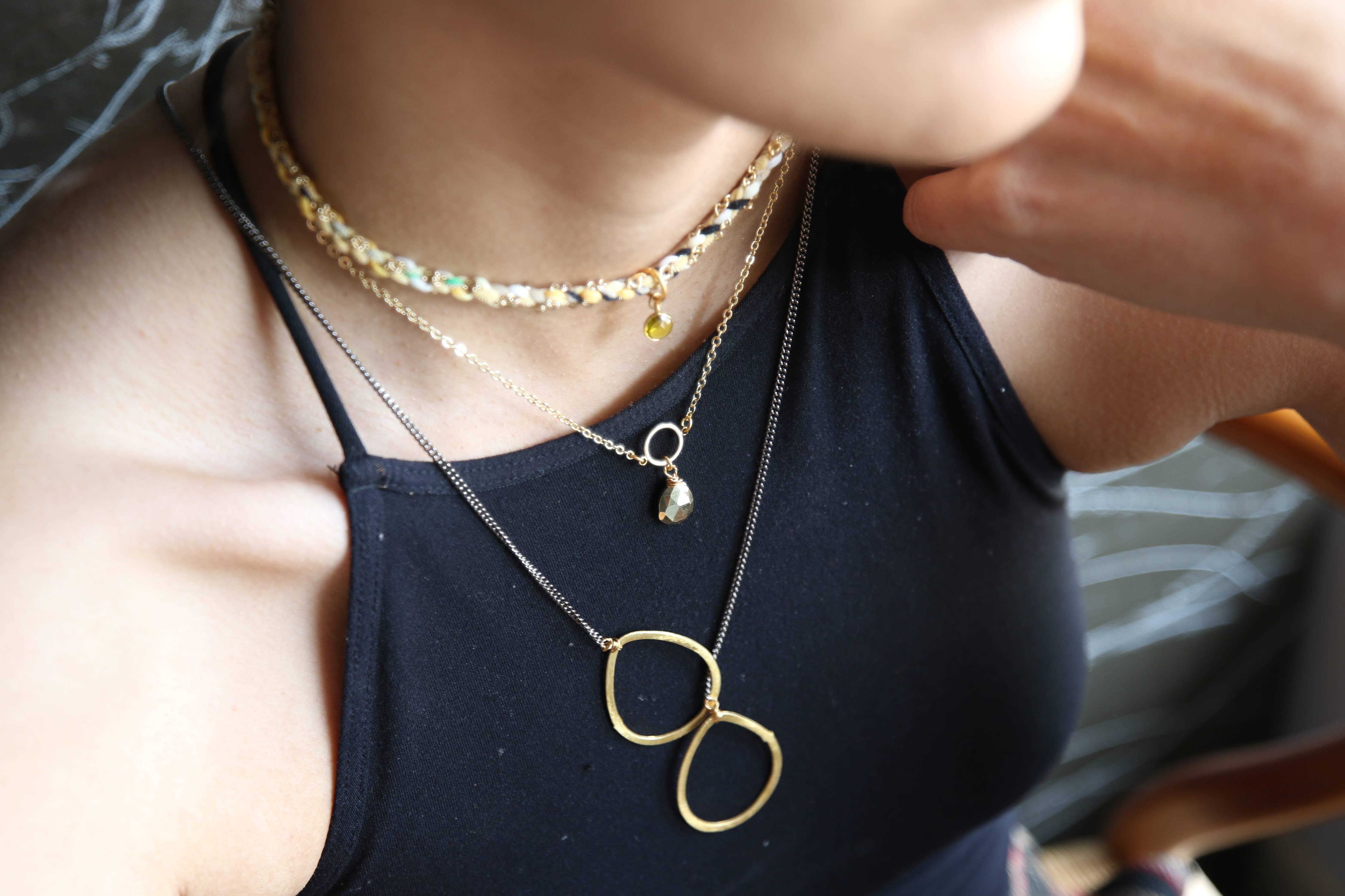 Macaroon Adjustable Necklace Pyrite