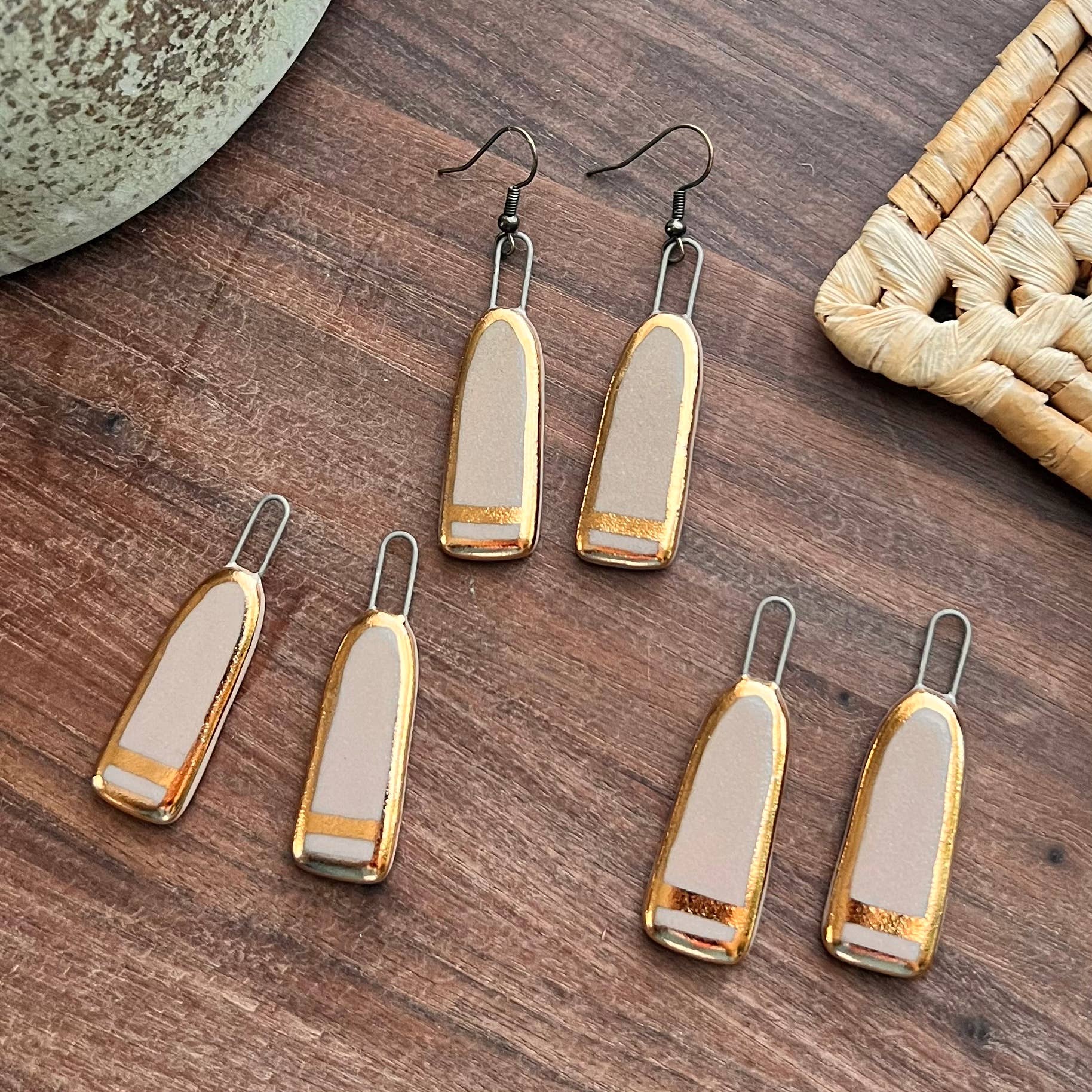 Pink Simple Gold Lined Earrings