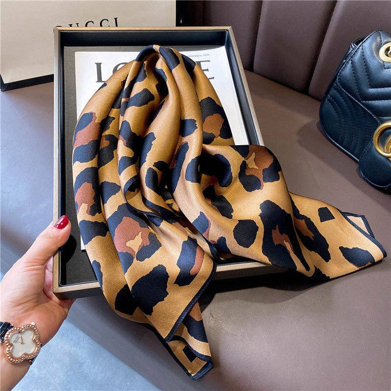 Leopard Printed Silk Scarf