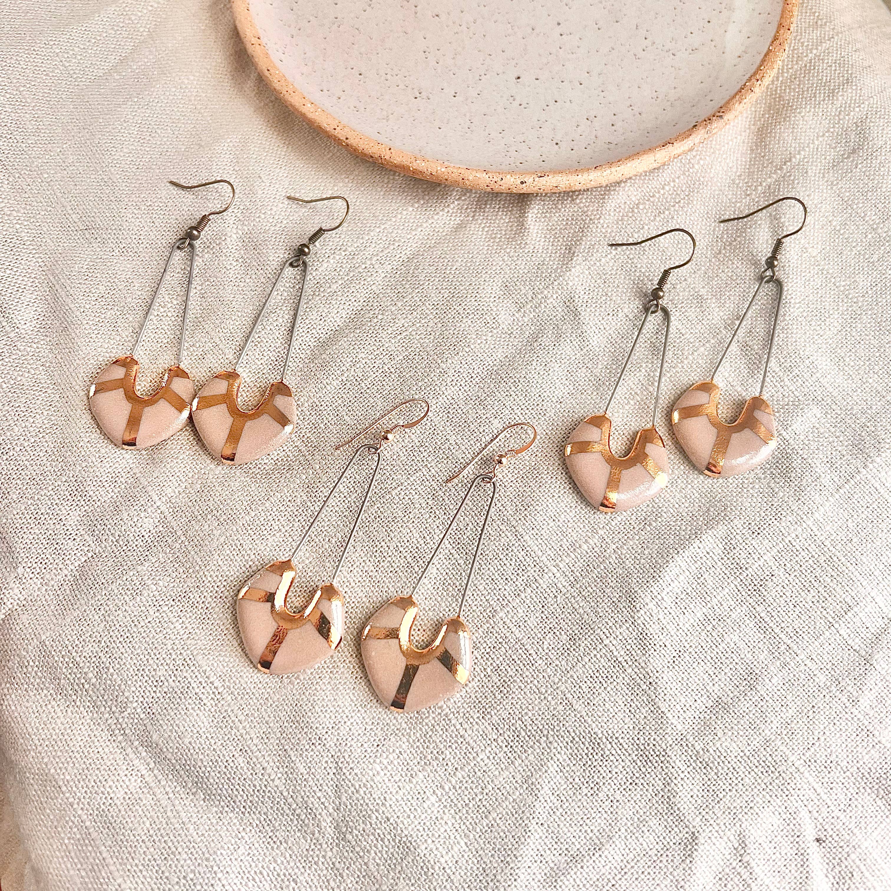 Gold Accent Pink Earrings