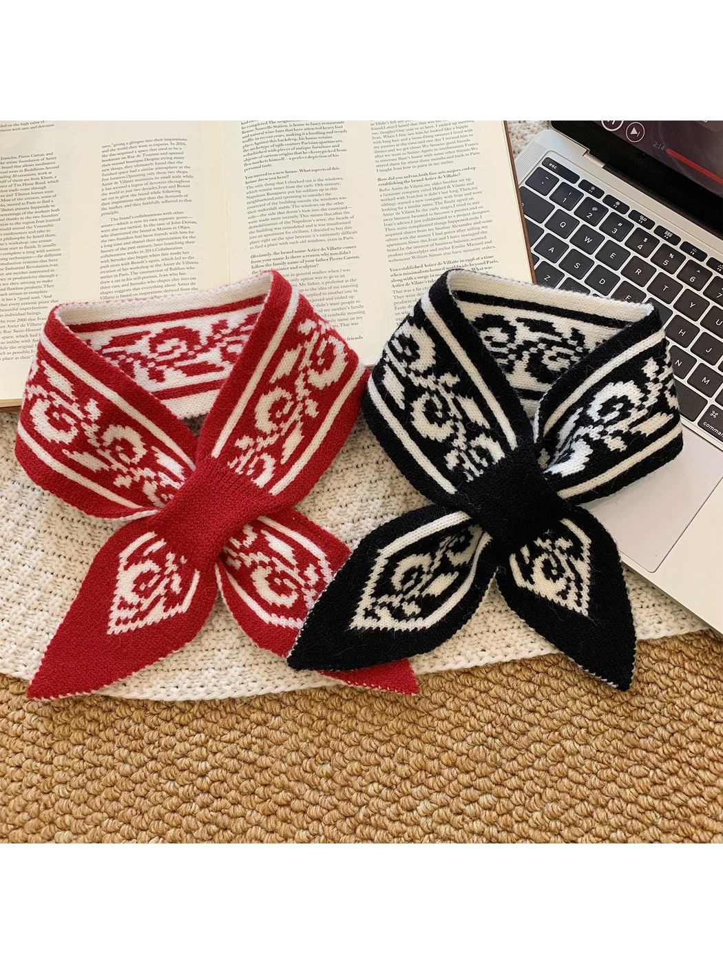 Paisley Knit Pull-Through Scarf