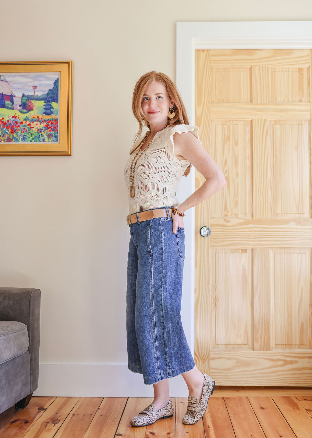 Side Seam Wide Denim Capri