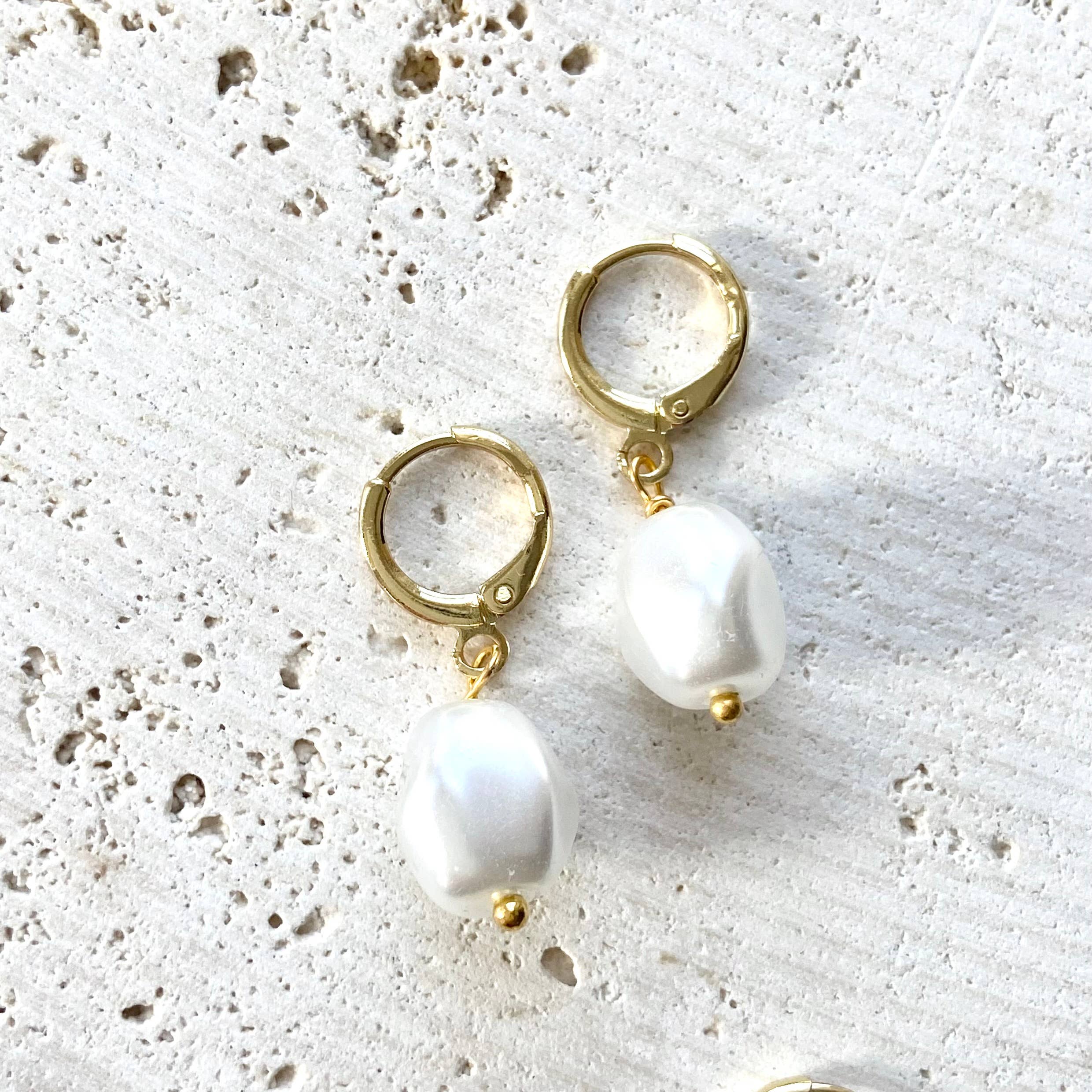Baroque porcelain  pearl earrings 