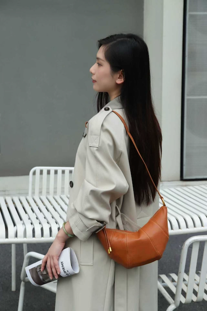 Leather & Stitch Detail Shoulder/Crossbody Bag