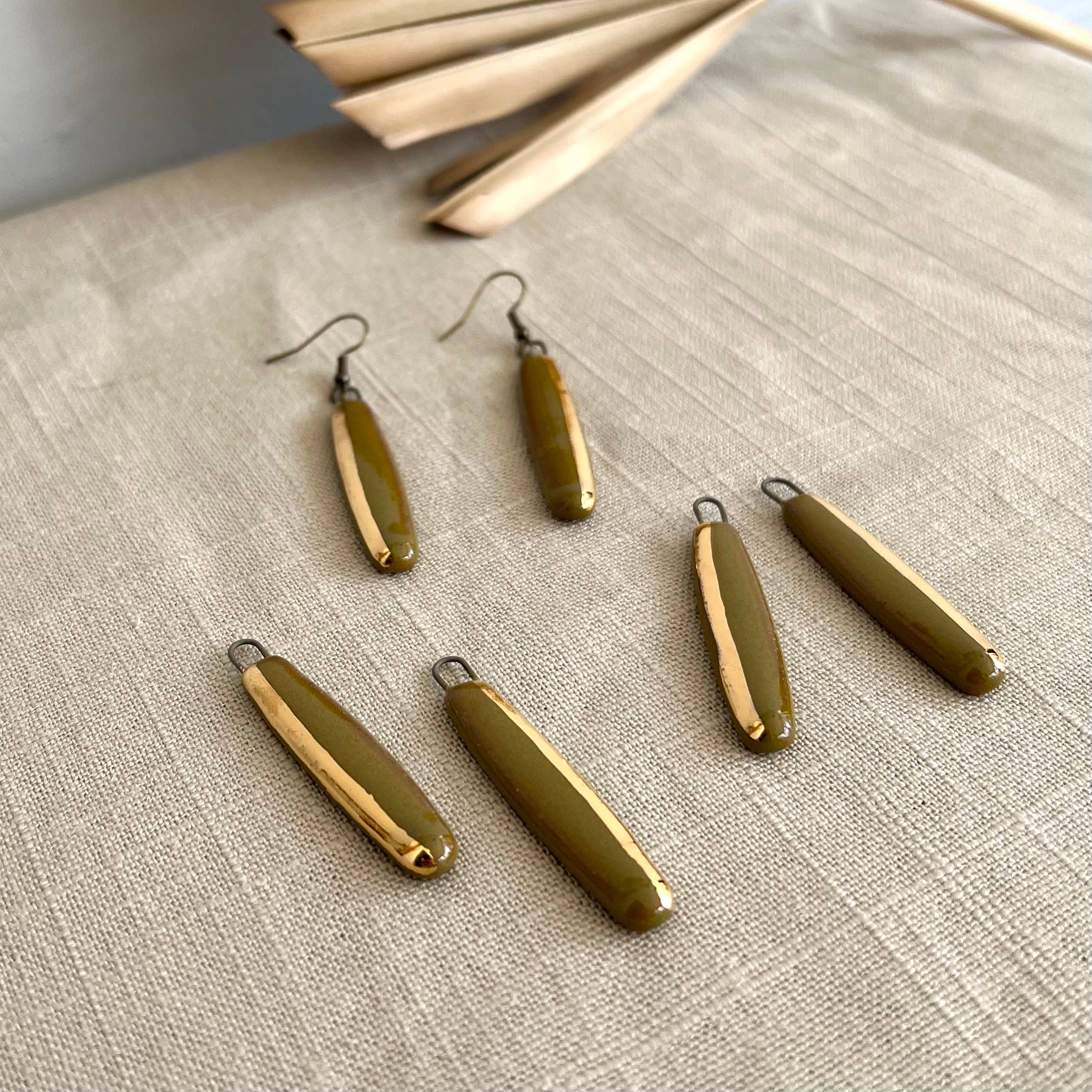 Olive Gold Edged Earrings