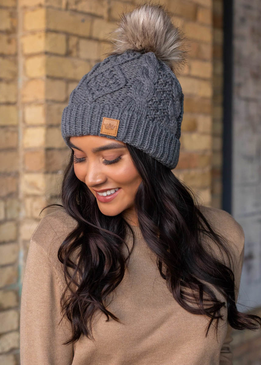 SOLID CABLE KNIT HAT - 6 Colors