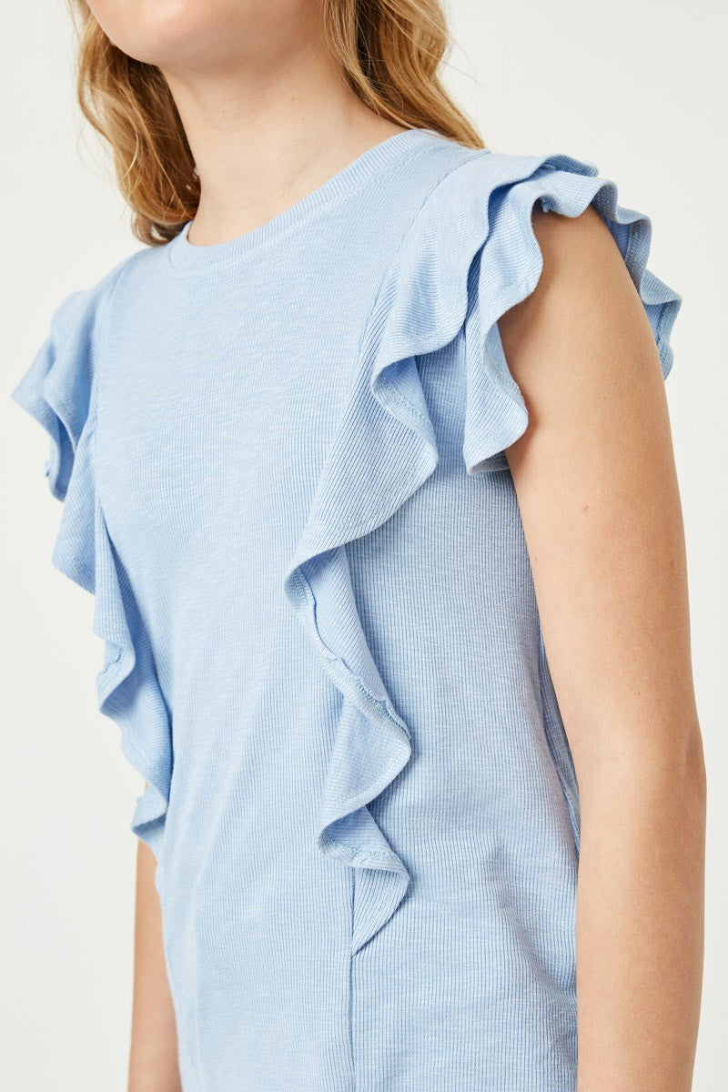 Girls Layered Ruffle Rib Knit Top by Hayden