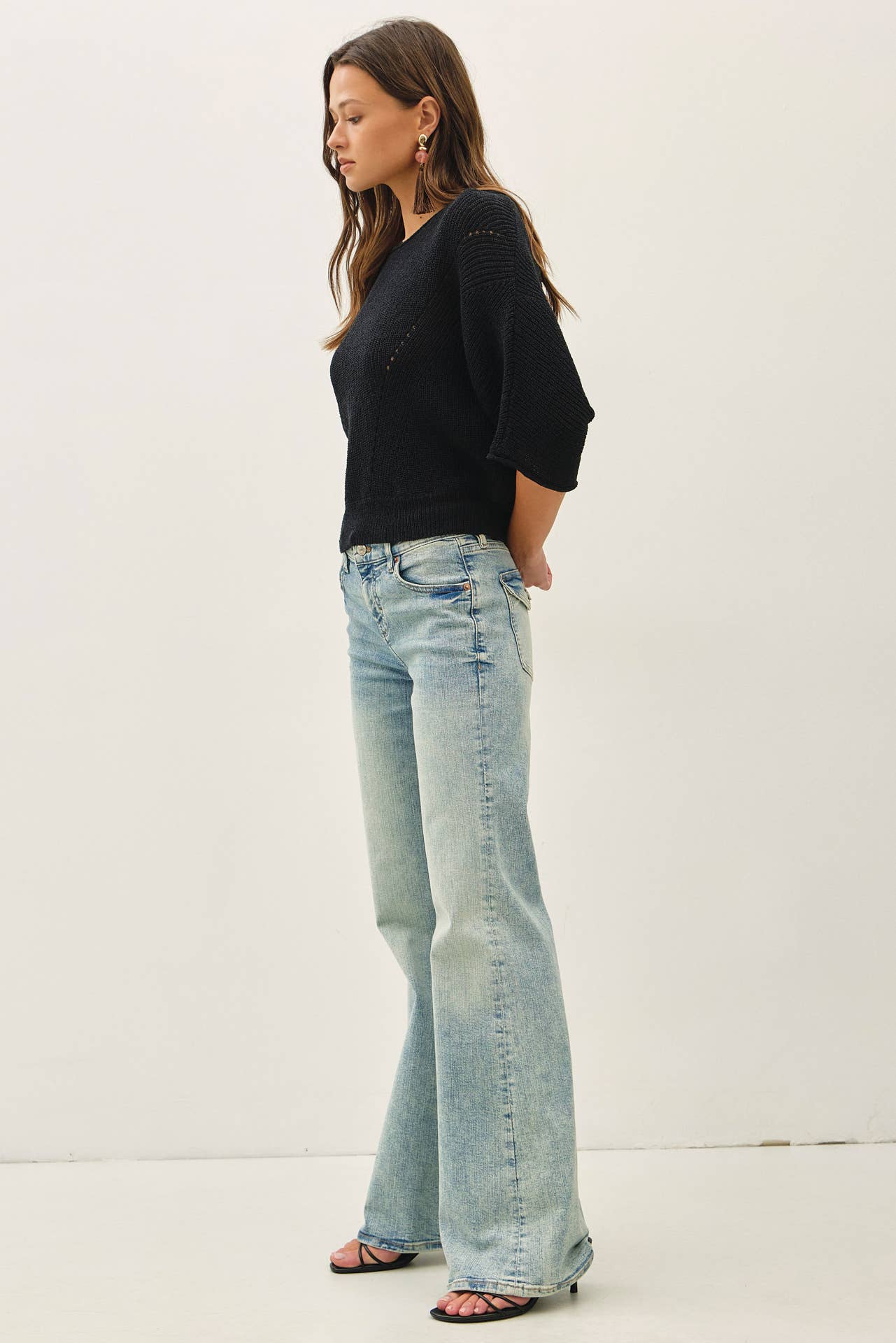 POINTELLE DOLMAN SLEEVE SWEATER