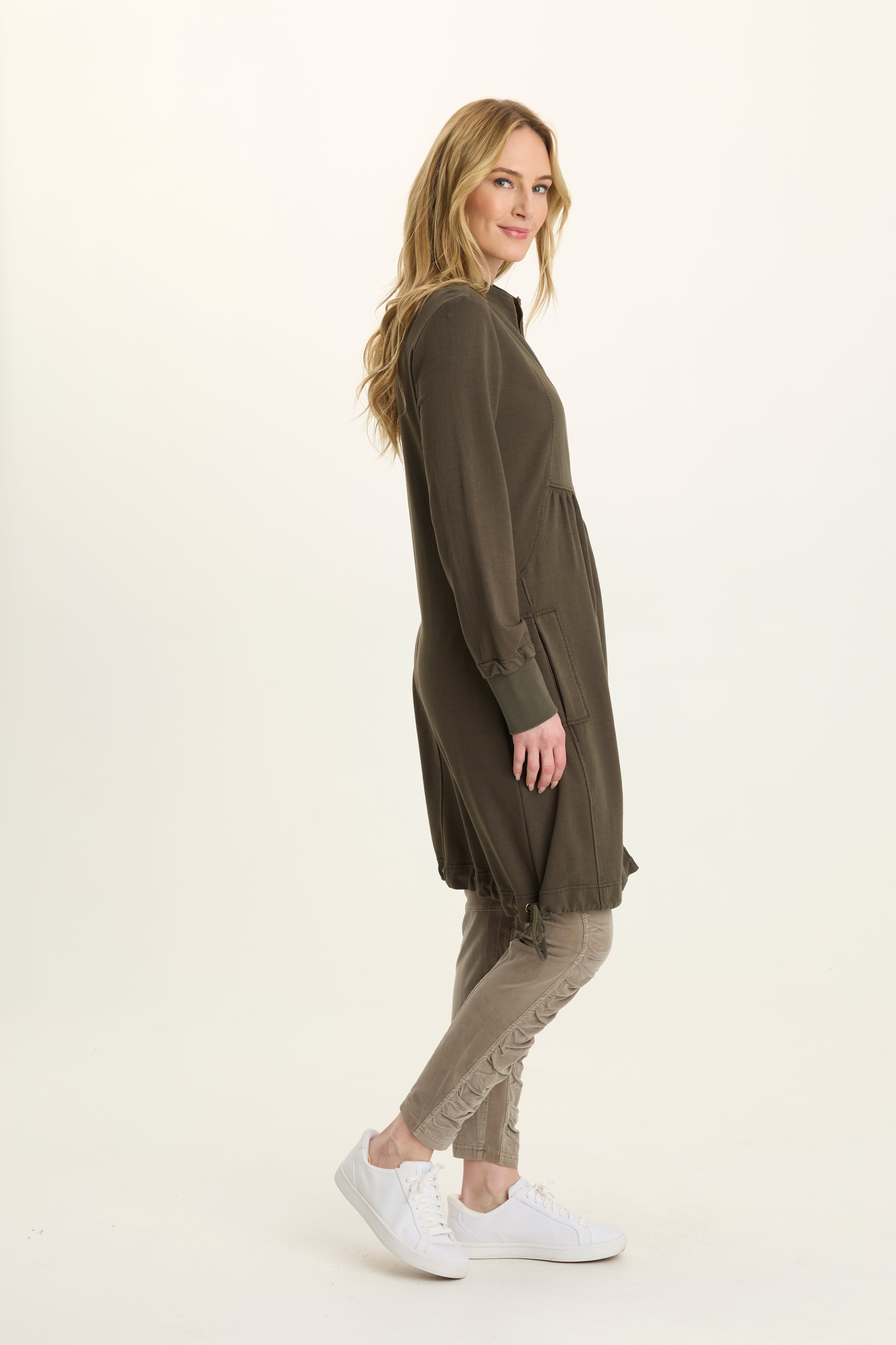 FLEECE FUNNEL-NECK LONGCOAT