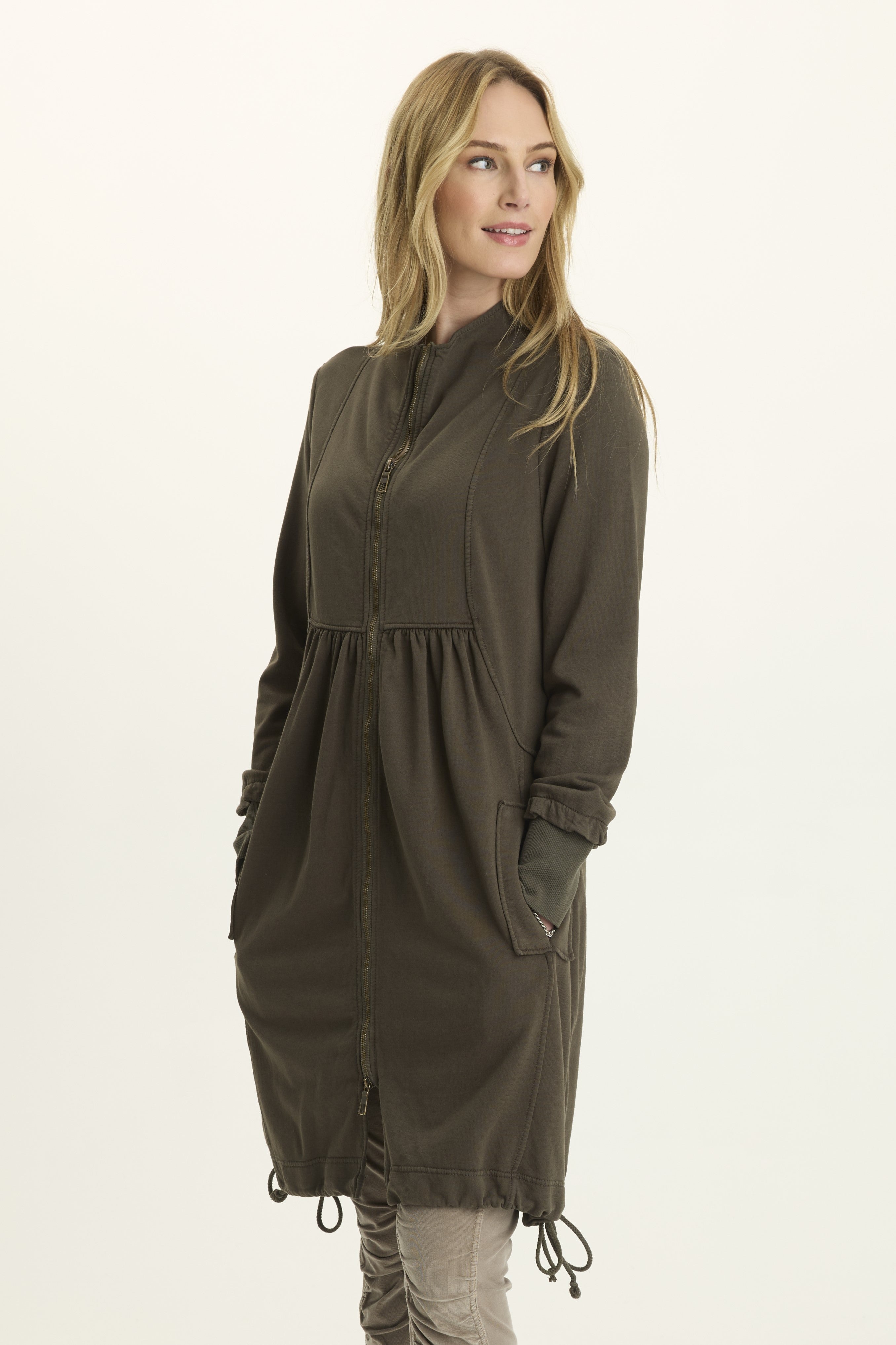 FLEECE FUNNEL-NECK LONGCOAT