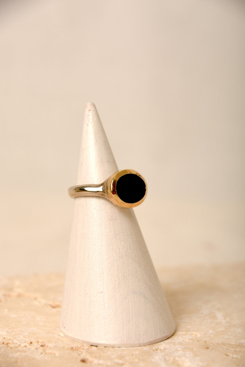 14K & STERLING RING ONYX