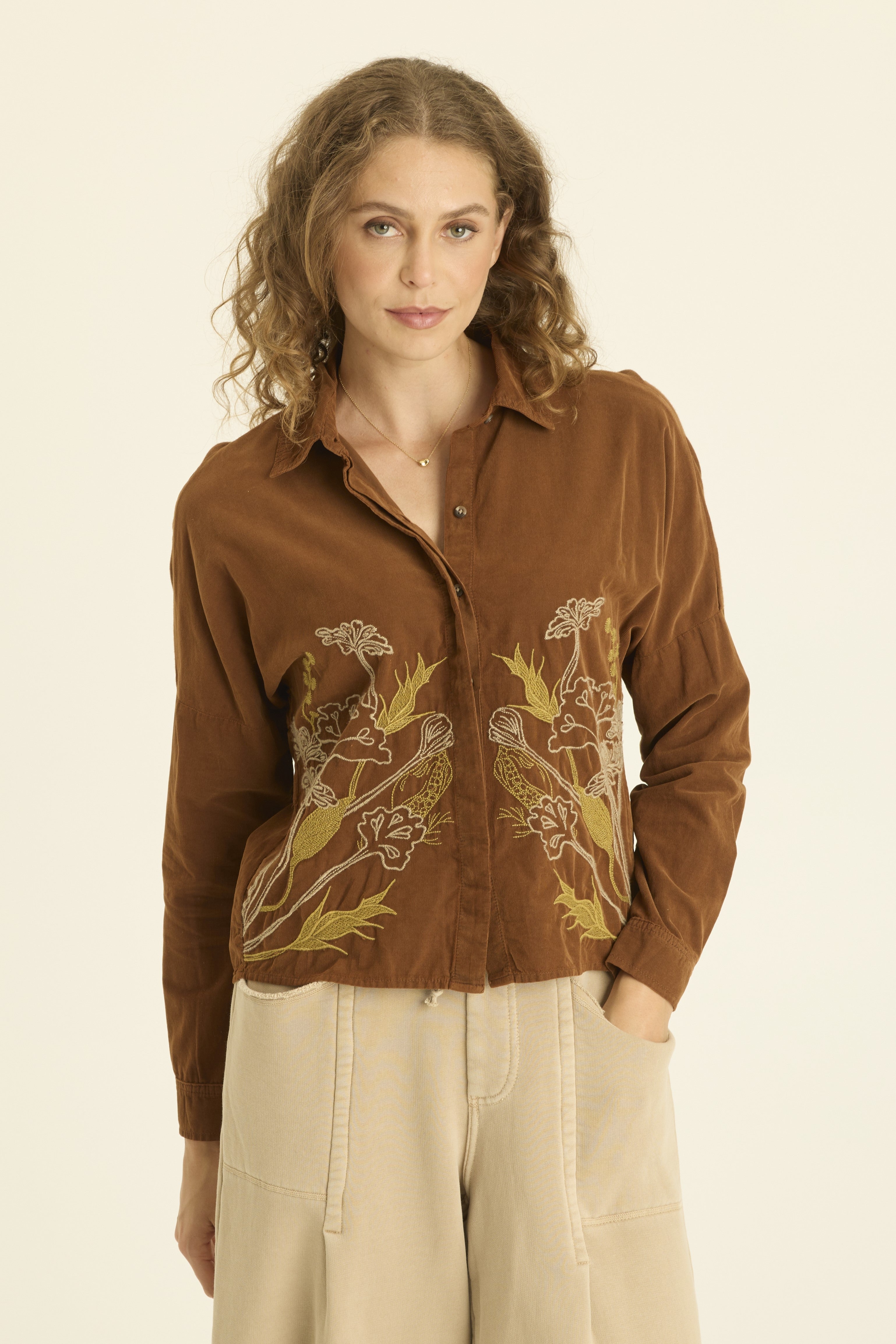 Embroidered Kyle Button Up Top