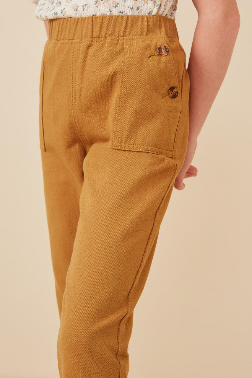 Girls Buttoned Pocket Tapered Twill Pants by Hayden