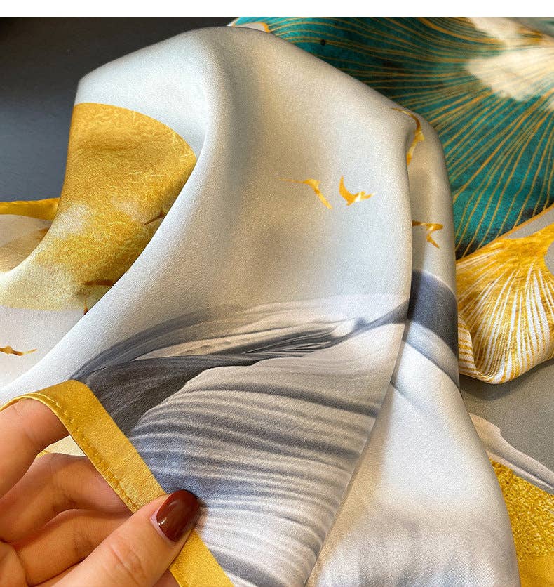 Gingko Leaf Silk Scarf