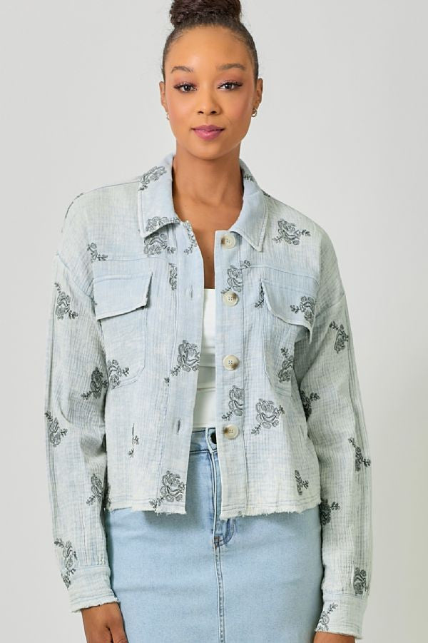 DOUBLE GAUZE EMBROIDERY JACKET