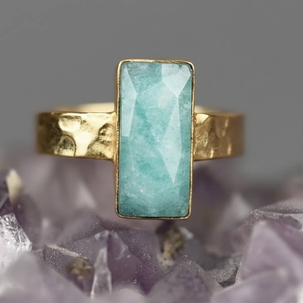 Amazonite  Rectangle Ring