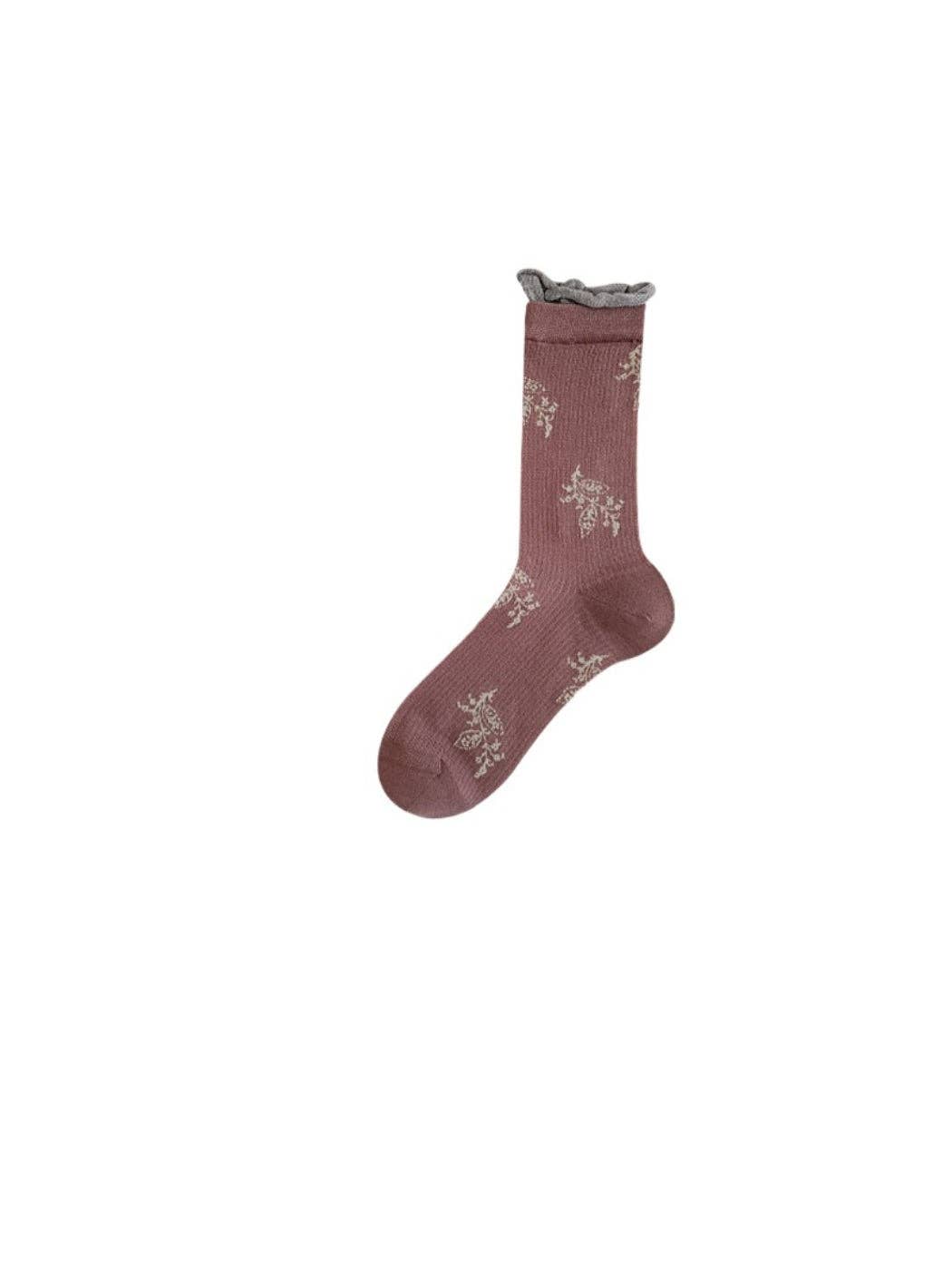 Botanical Print Crew Socks