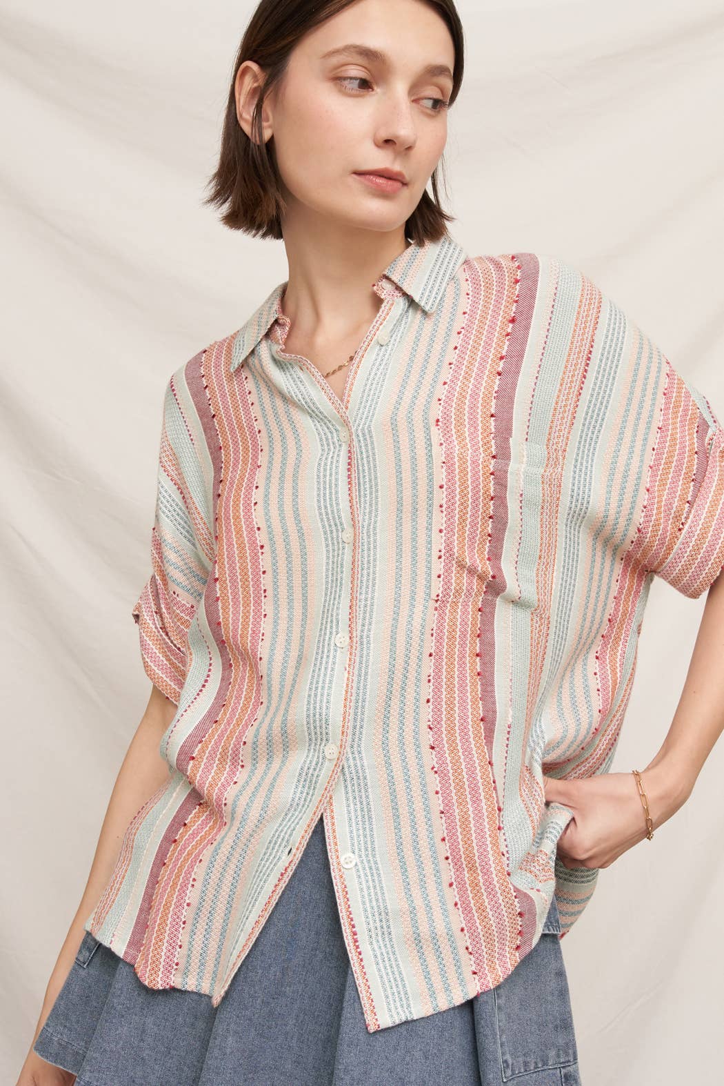 Multicolor Striped Button Down Shirt