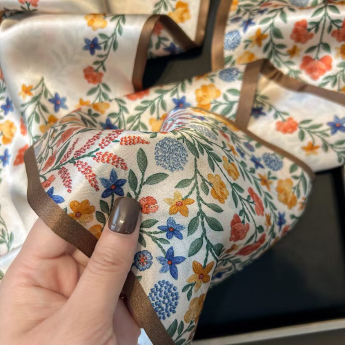 Print Silk Skinny Scarf