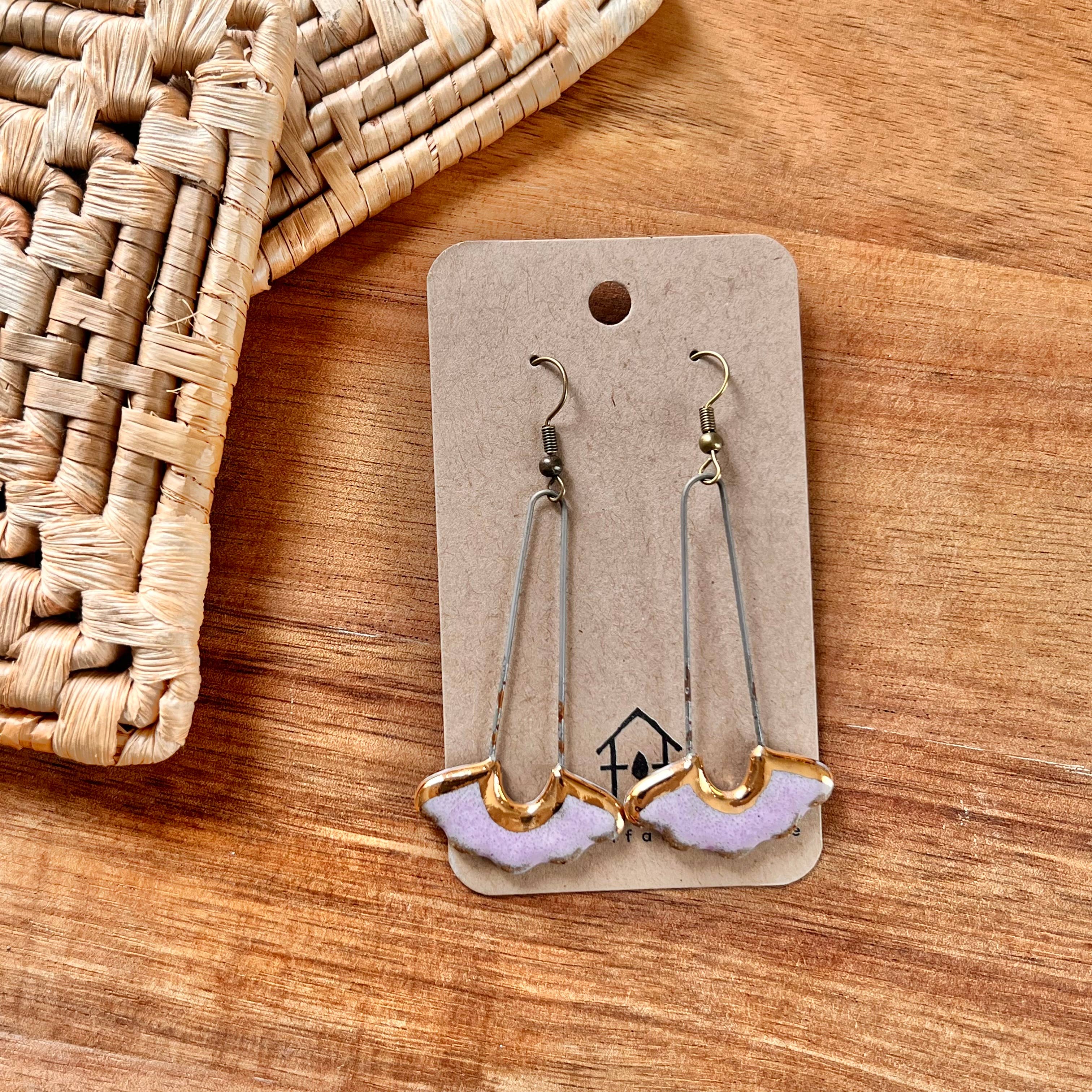 Glossy Lavender Ceramic Earrings