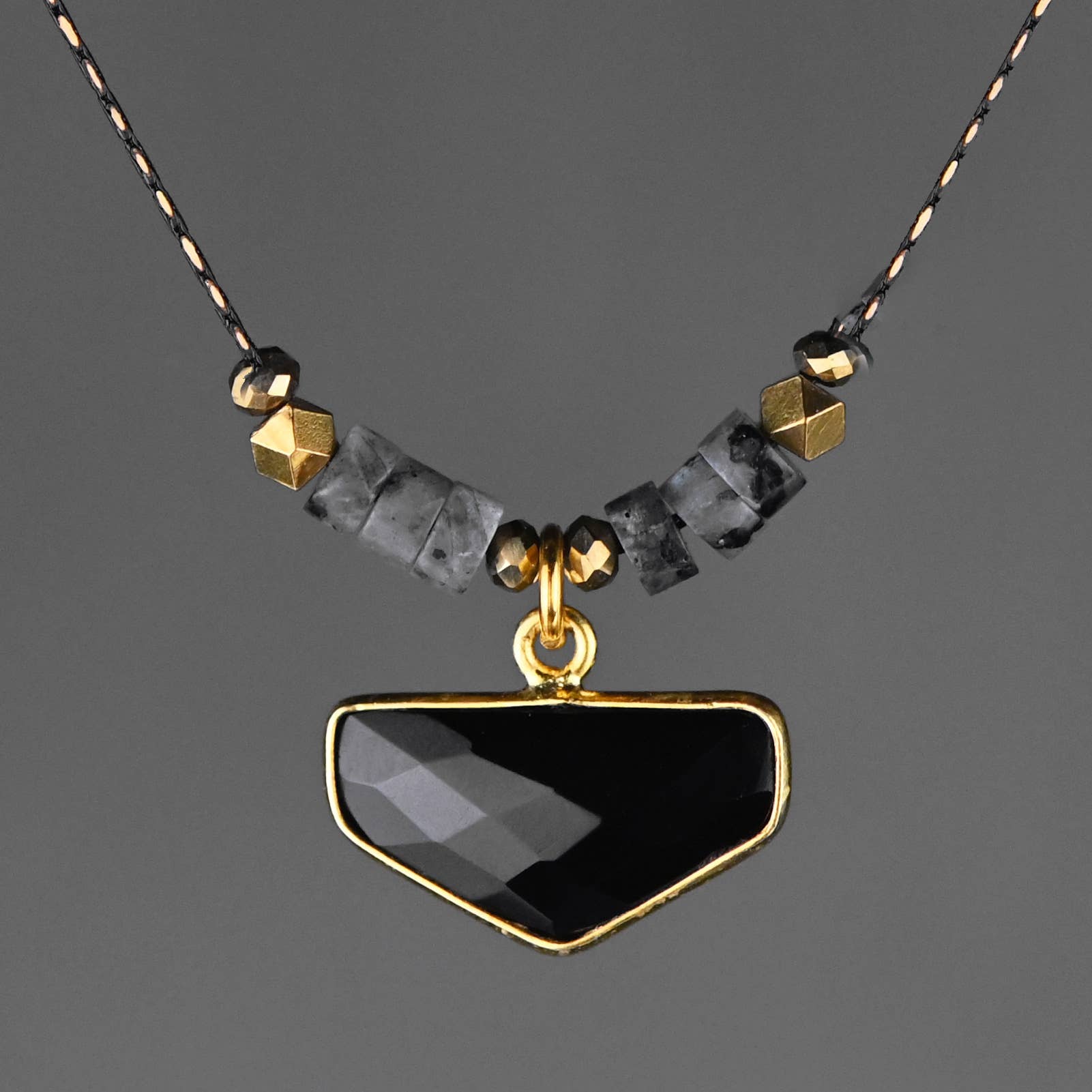 Black Onyx & Labradorite Heishi Necklace