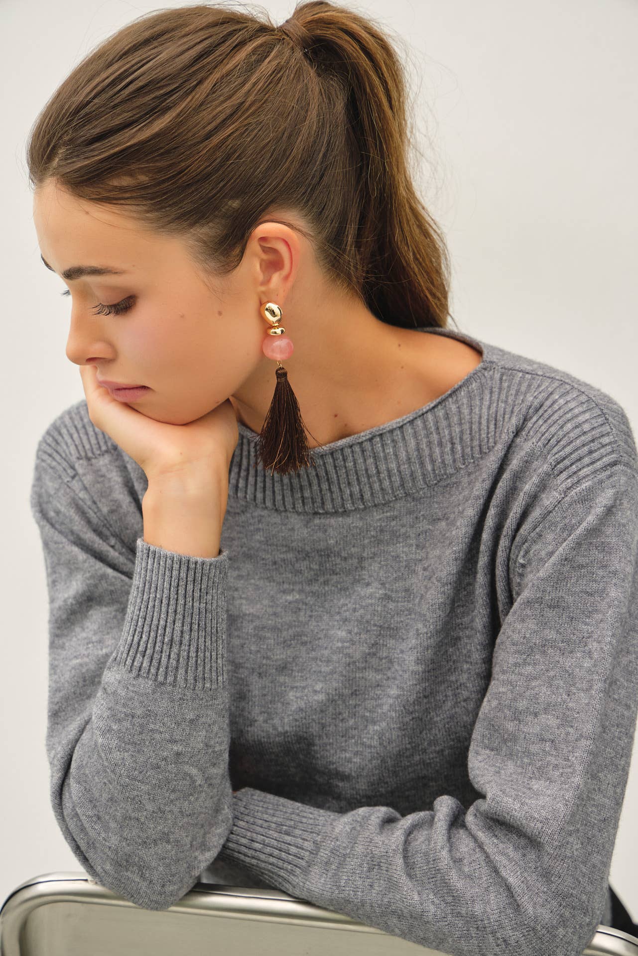 RIB DETAIL BOATNECK SWEATER