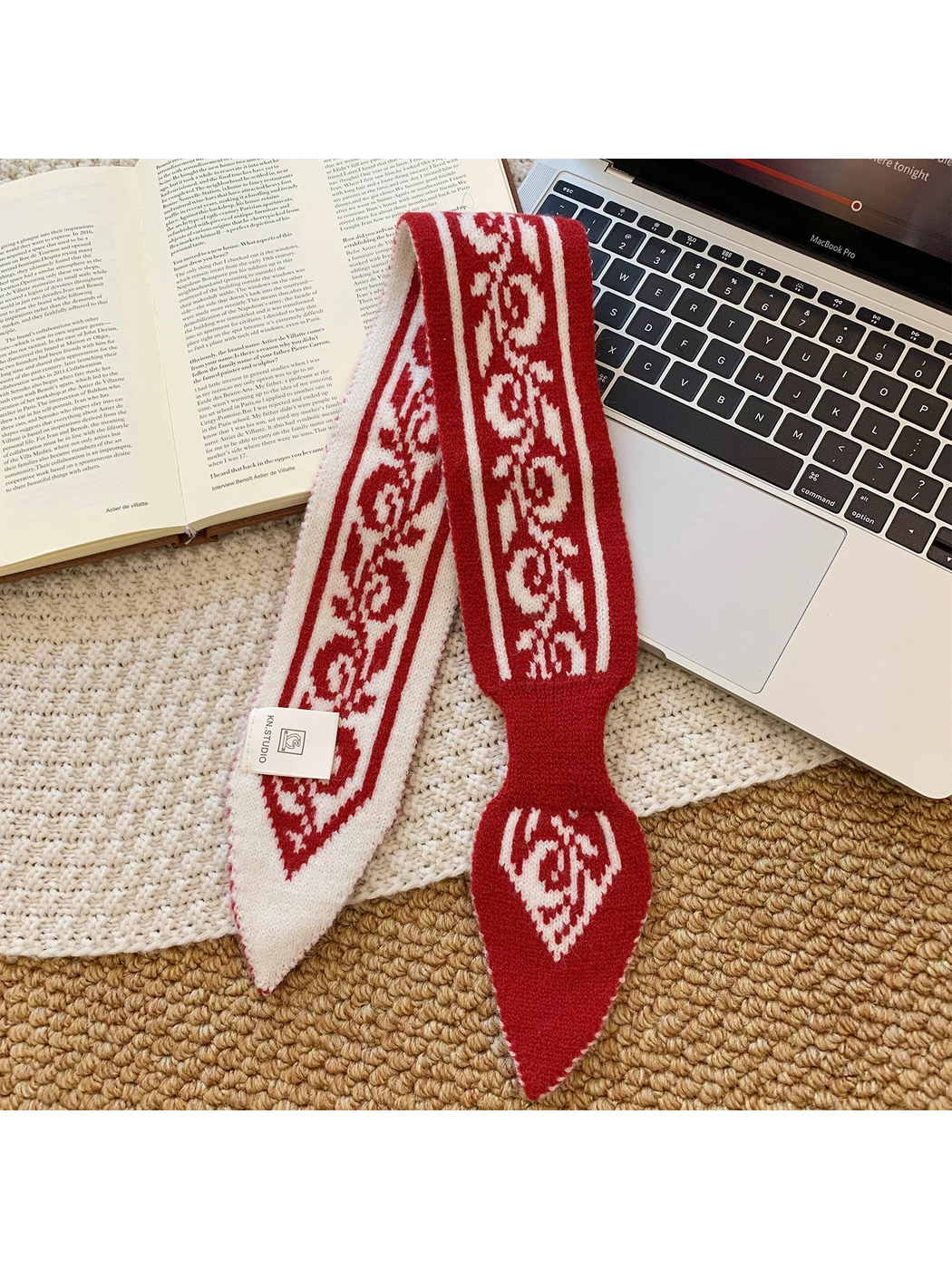 Paisley Knit Pull-Through Scarf
