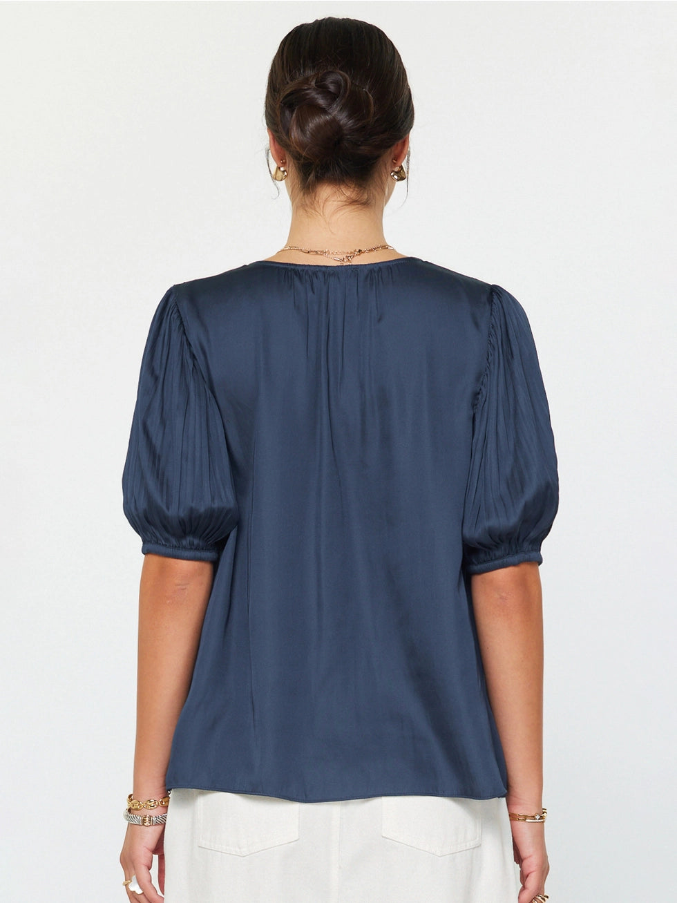 Puff Short Sleeve V-Neck Top