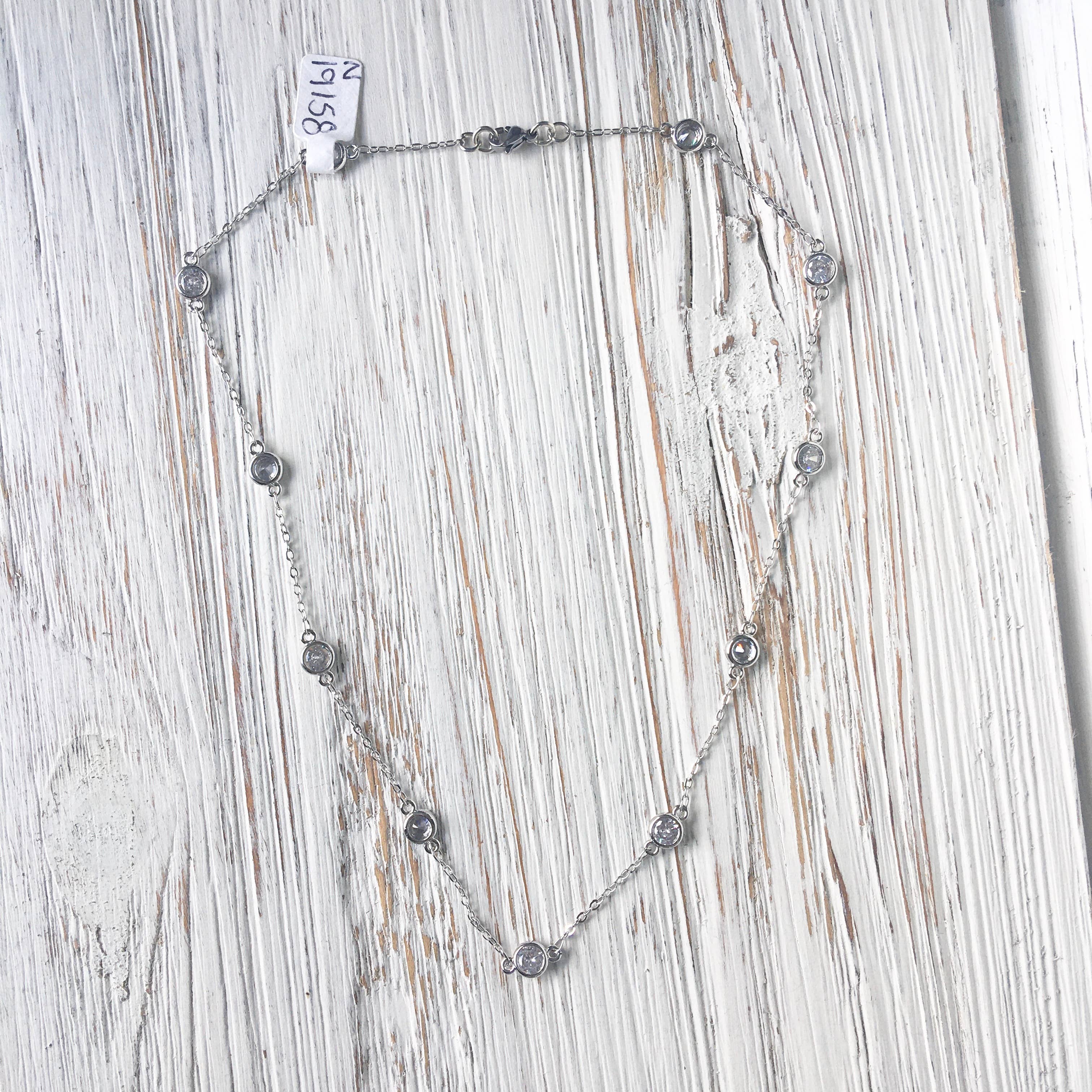 Silver Crystal Single Strand Necklace
