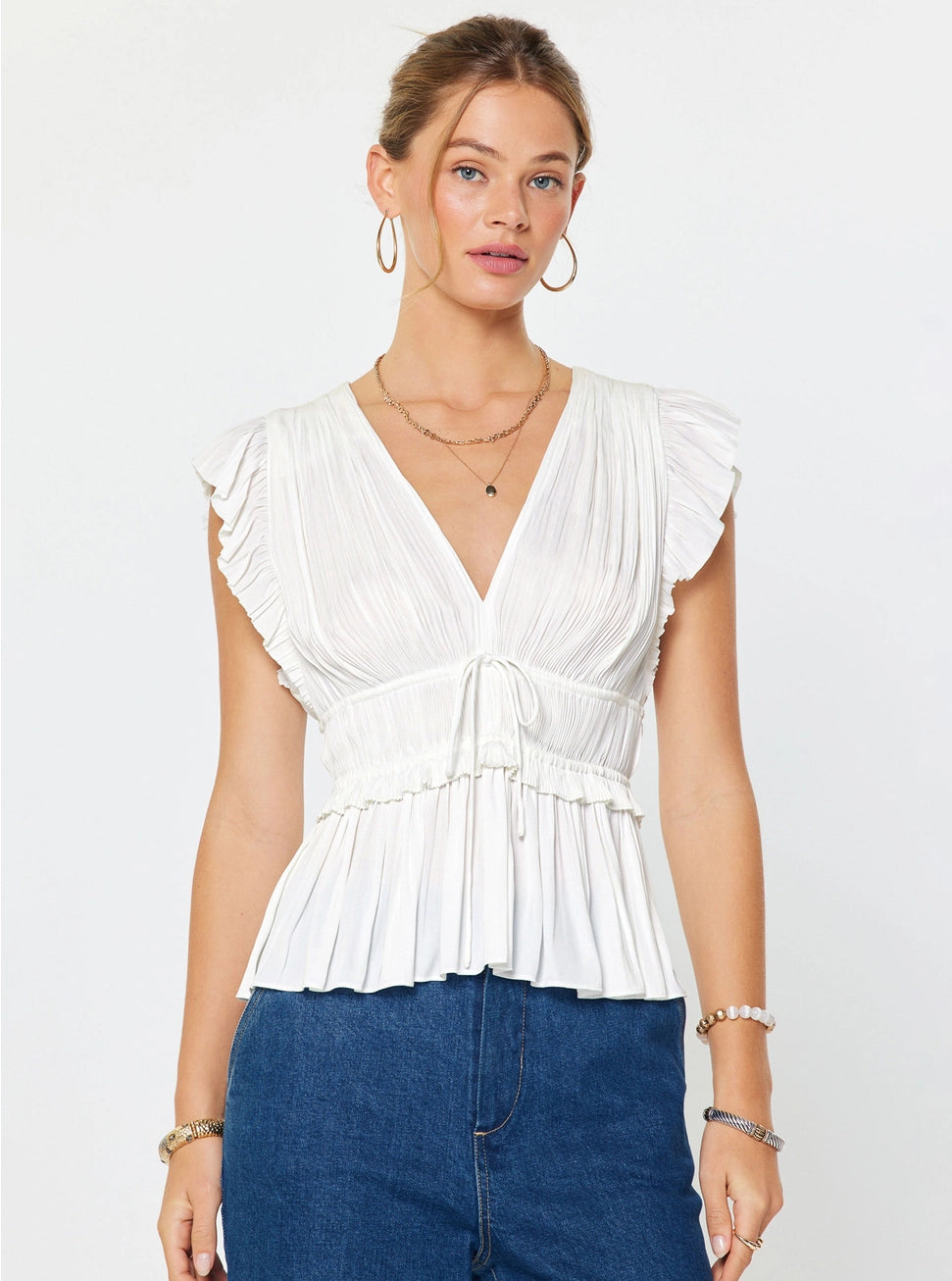 Pleated Peplum Top