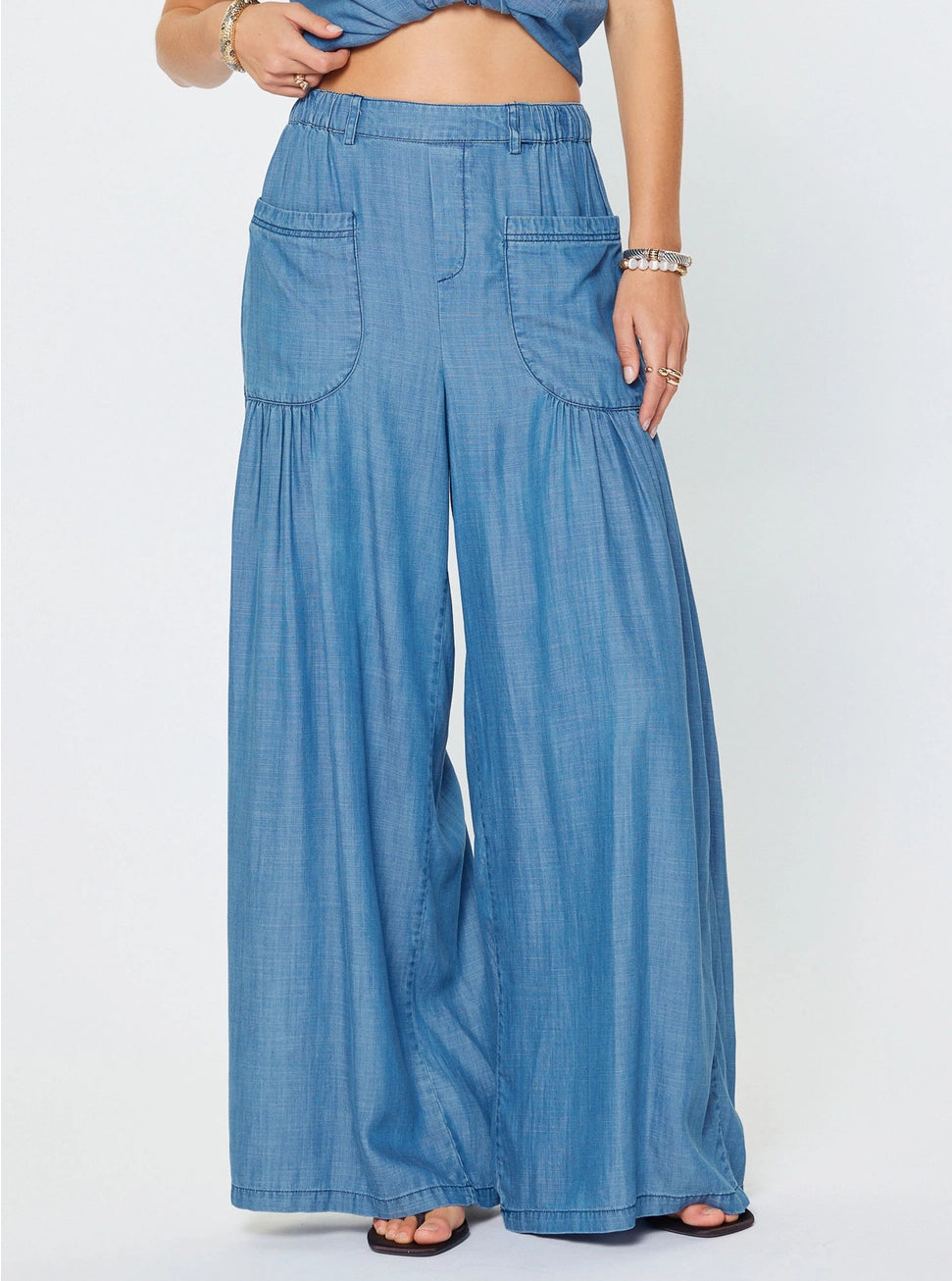 Chambray Palazzo Pants