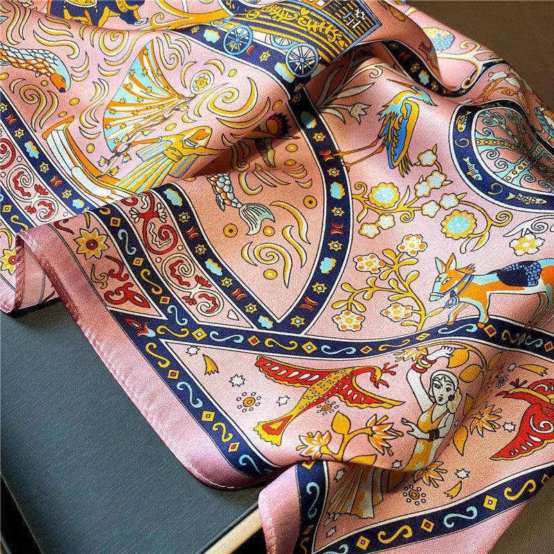 Pink Chain Silk Scarf