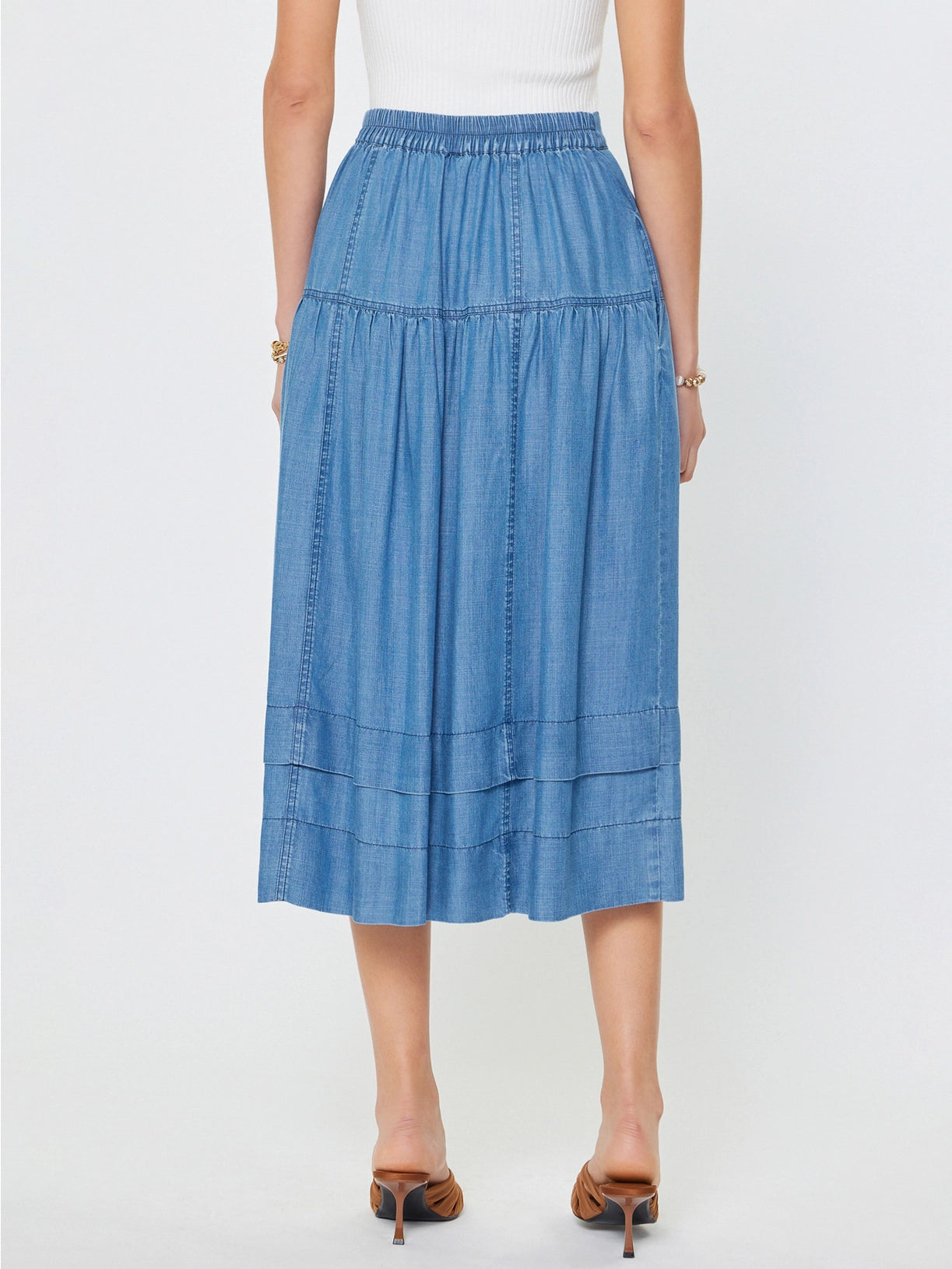 Chambray Tiered Skirt