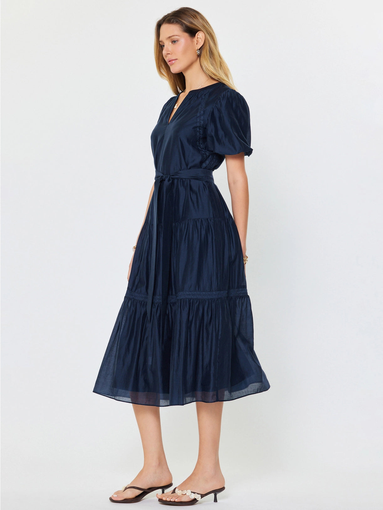 Puff Sleeve Midi Dress