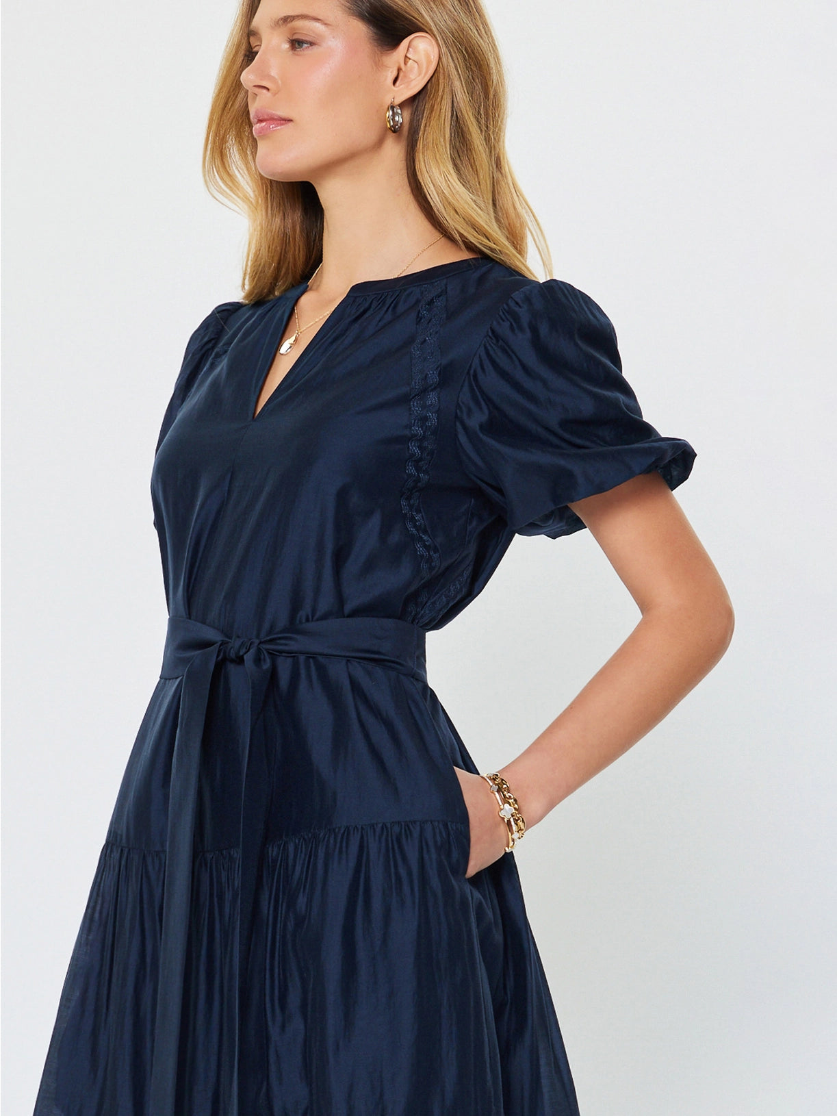 Puff Sleeve Midi Dress
