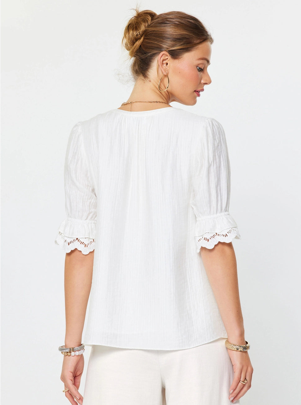 Lace Detail Crinkle Blouse