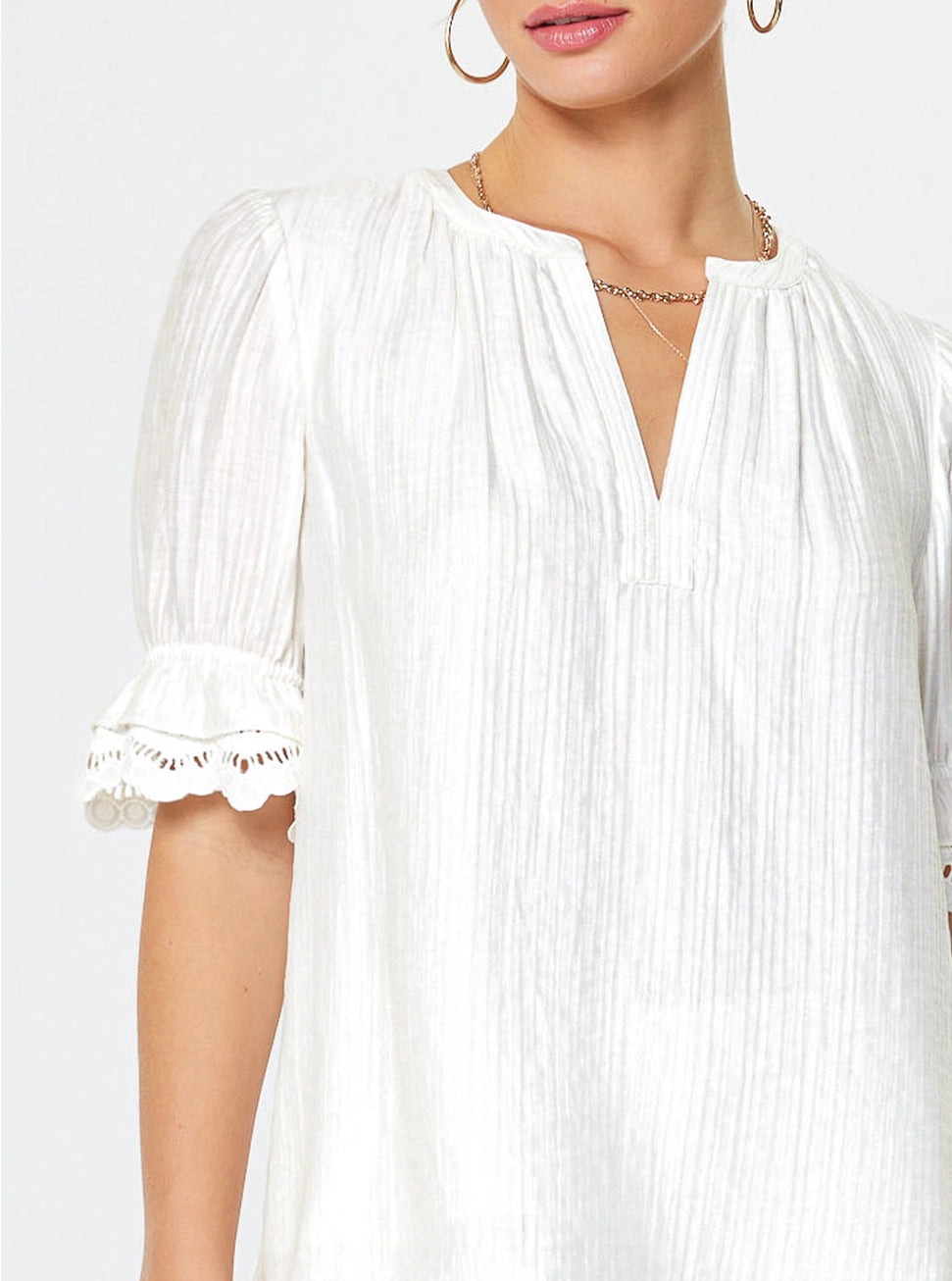 Lace Detail Crinkle Blouse