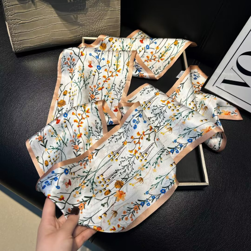 Print Silk Skinny Scarf