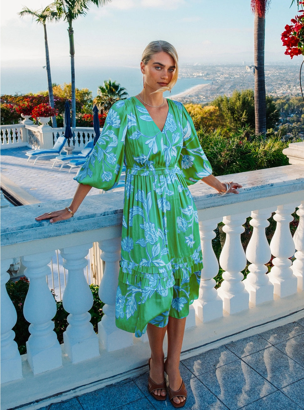 Botanical Print Midi Dress