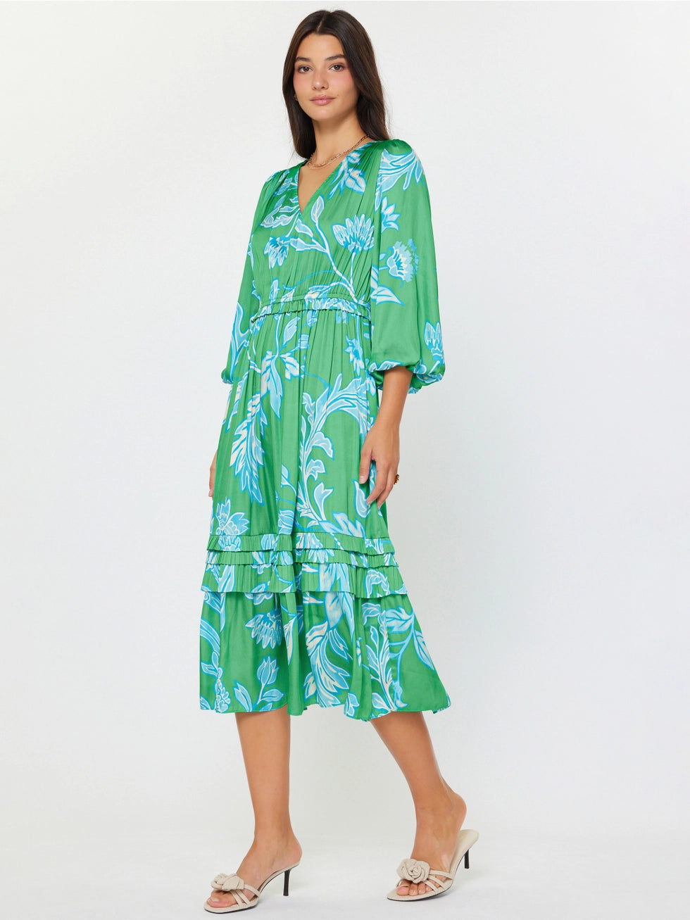 Botanical Print Midi Dress