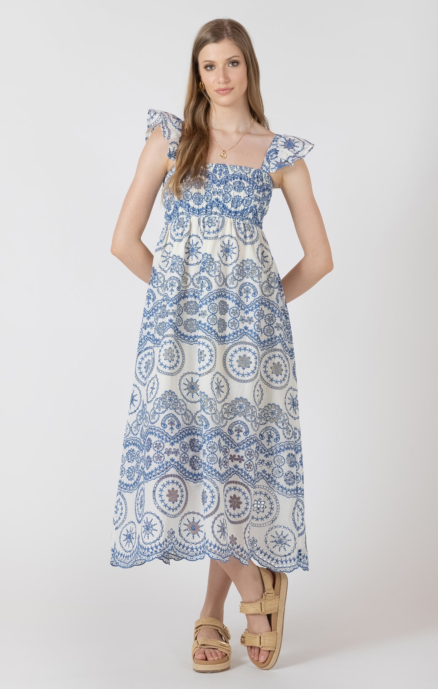 Cutout Embroidered Dress