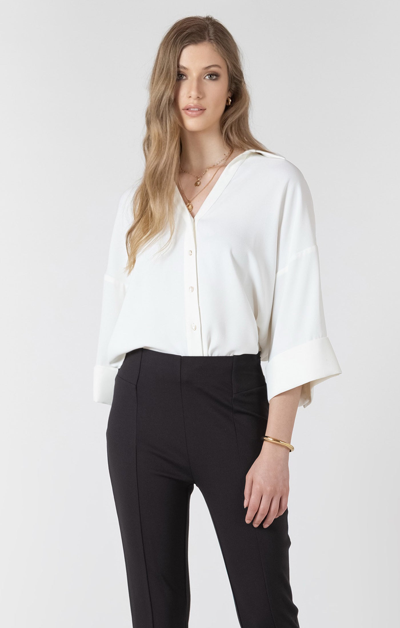 Cuffed 3/4 Sleeve Blouse