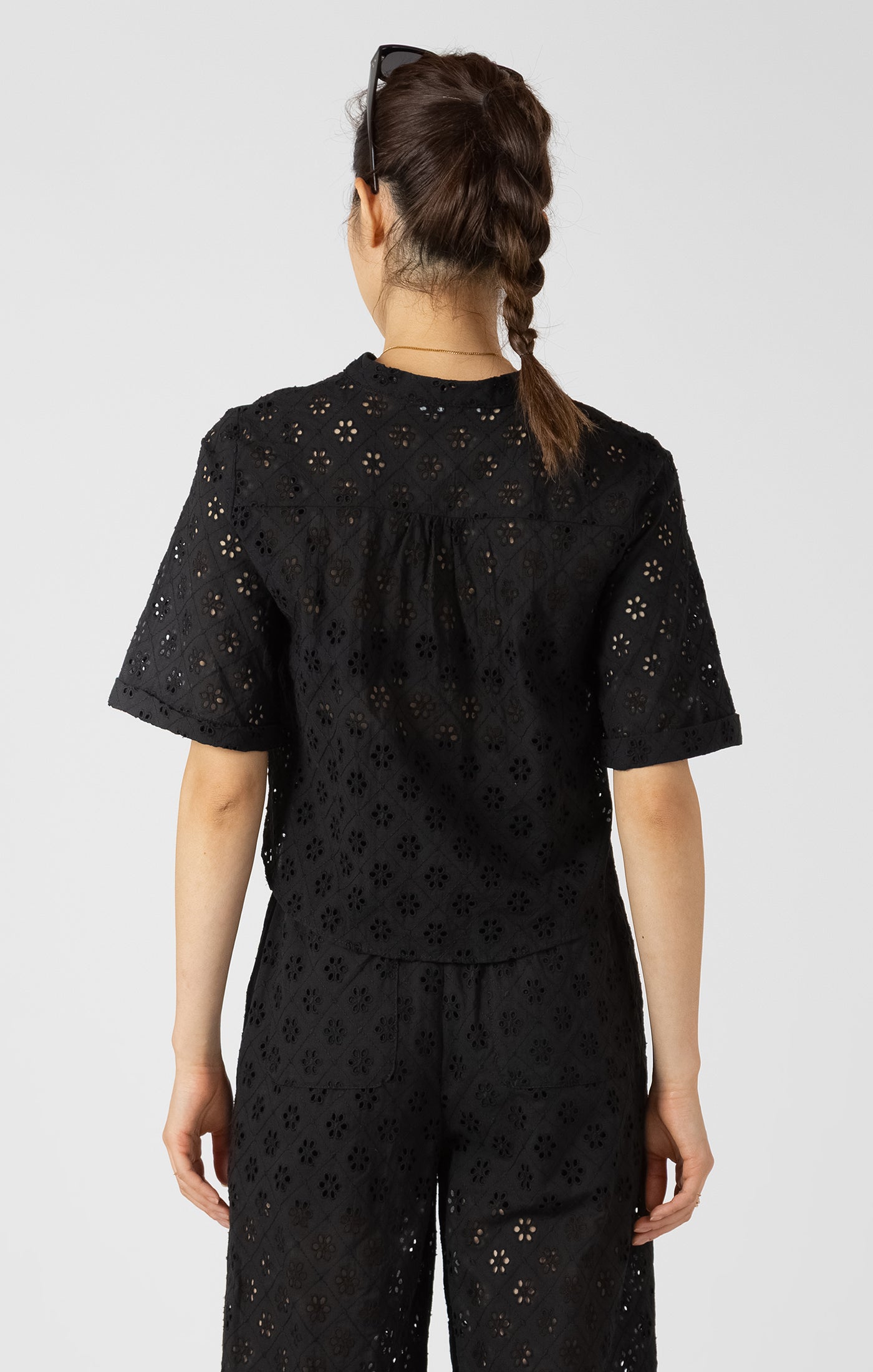 Cutwork Short Sleeve Blouse