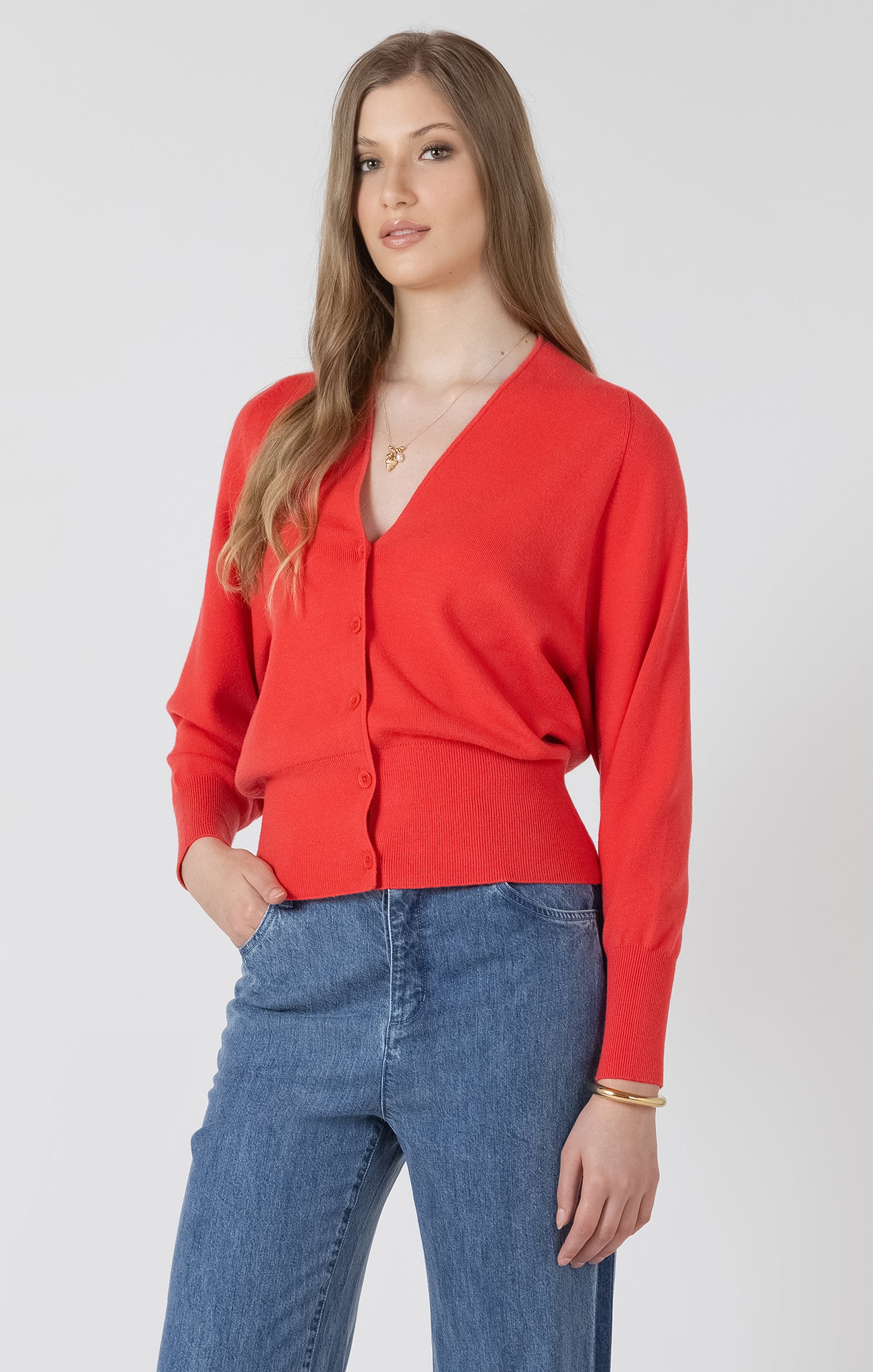 V-Neck Button Front Cardigan