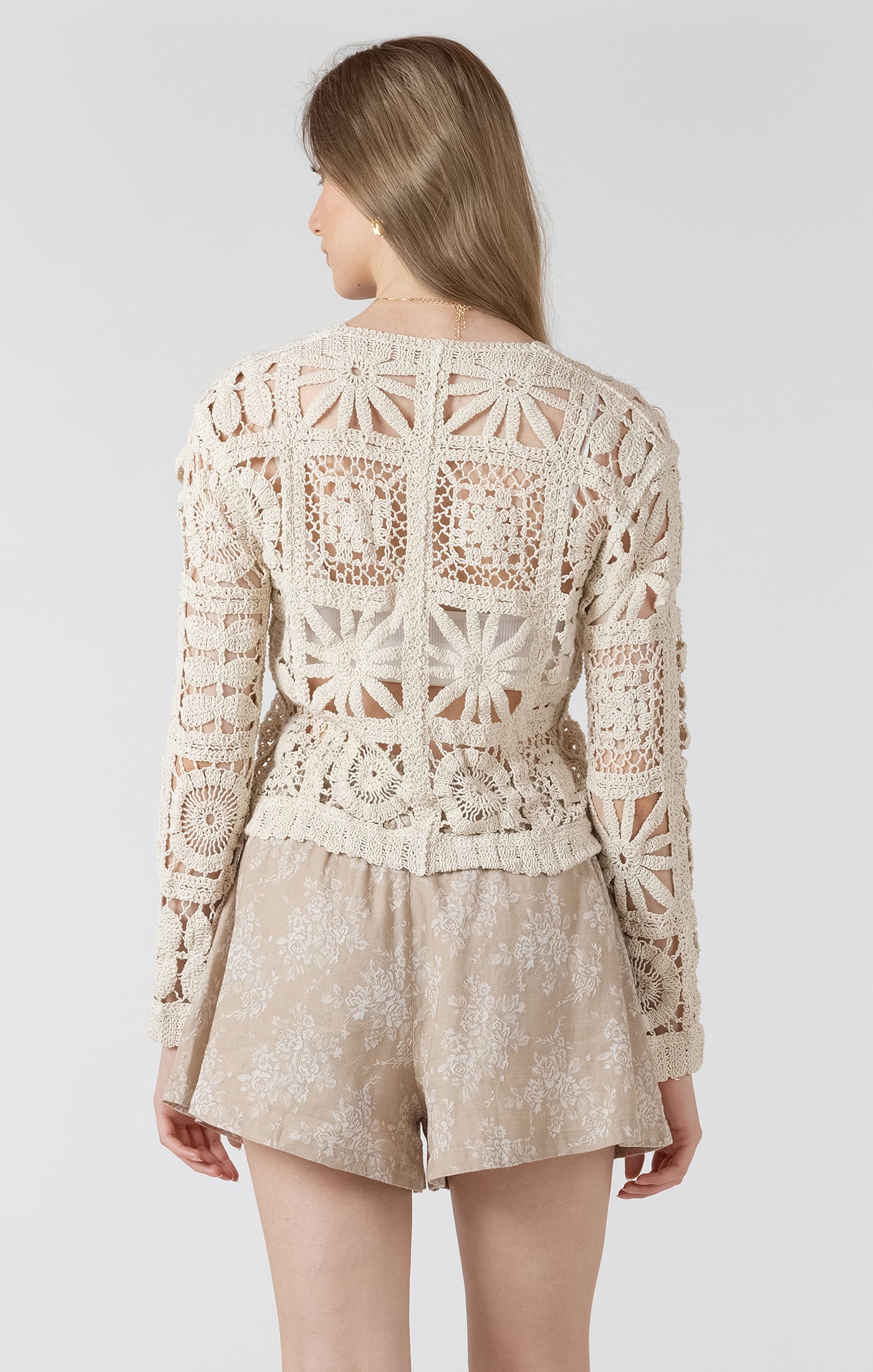 Embroidered Squares Cardigan